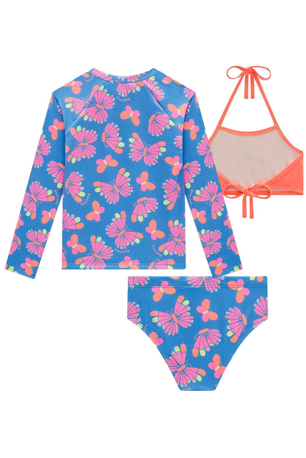 Trio de biquíni e blusa em malha com proteção UV50+ 99515 Kukiê Infantil Menina Trio de biquíni e blusa em malha com proteção UV50+ 99515 Kukiê Infantil Menina