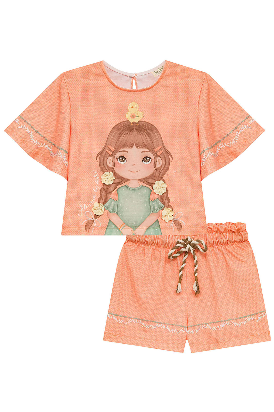 Conjunto de blusa e shorts em malha fresh 95026 Kukiê Infantil Menina Conjunto de blusa e shorts em malha fresh 95026 Kukiê Infantil Menina
