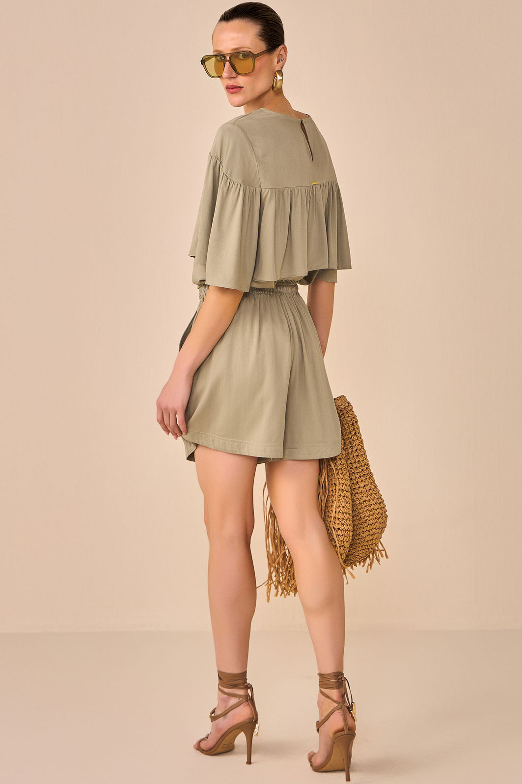 Conjunto de blusa e shorts em blend de viscose 96199 Linzzi