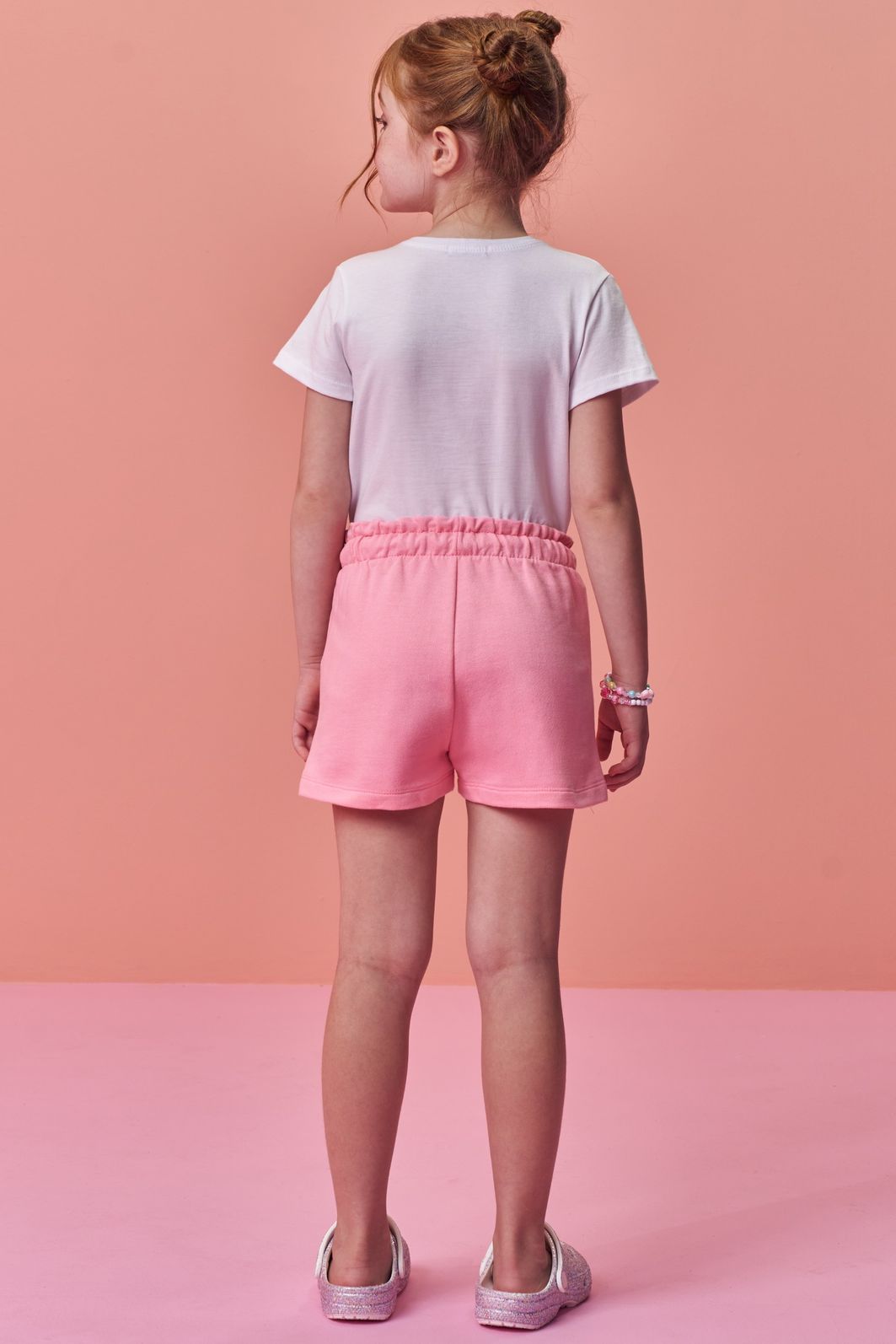 Conjunto de blusa em meia malha e shorts em moletom sem pelúcia 98355 Infanti Infantil Menina