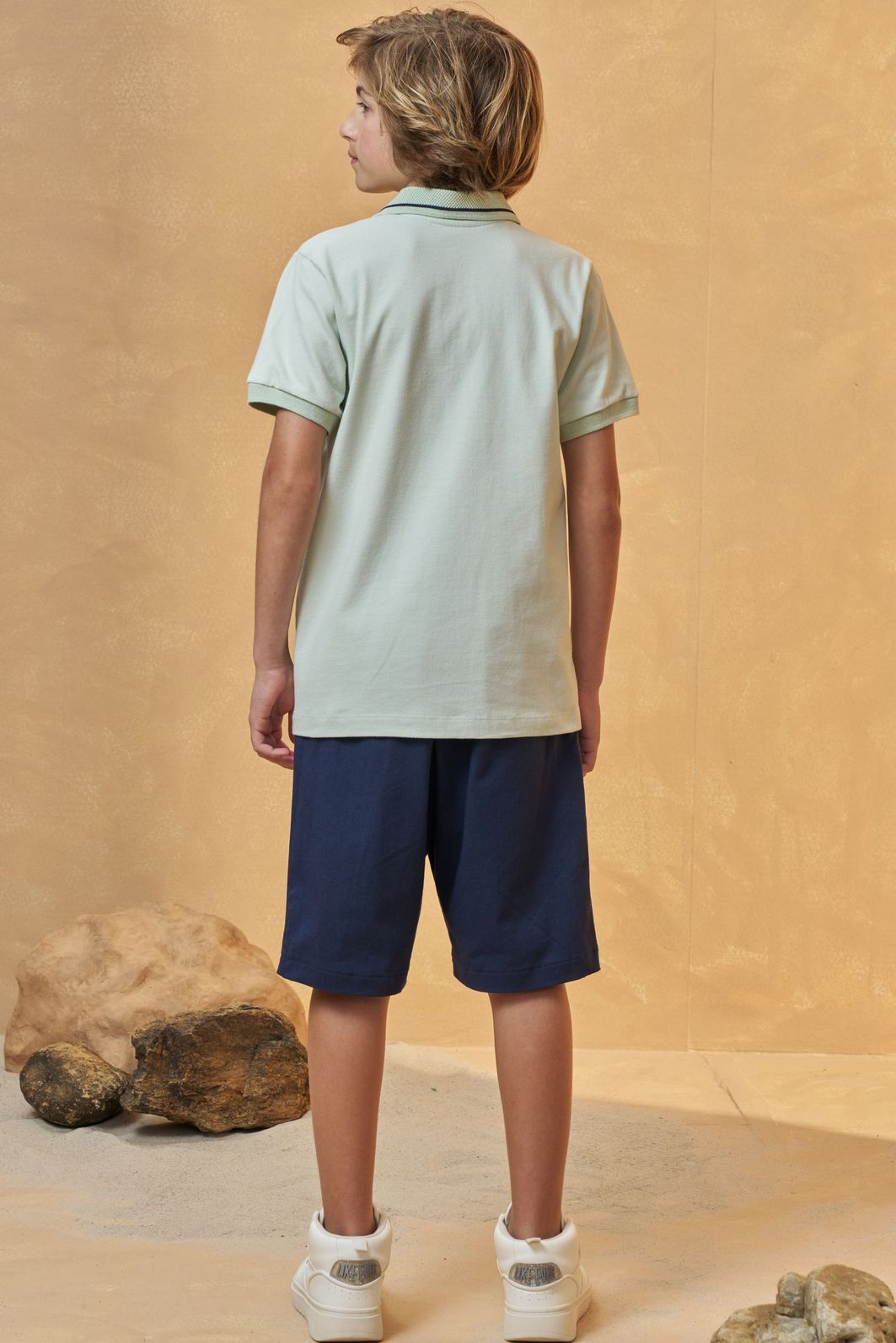 Conjunto de camisa polo em piquet com elastano e bermuda em sarja girassol com elastano 96398 Johnny Fox Teen Menino Conjunto de camisa polo em piquet com elastano e bermuda em sarja girassol com elastano 96398 Johnny Fox Teen Menino