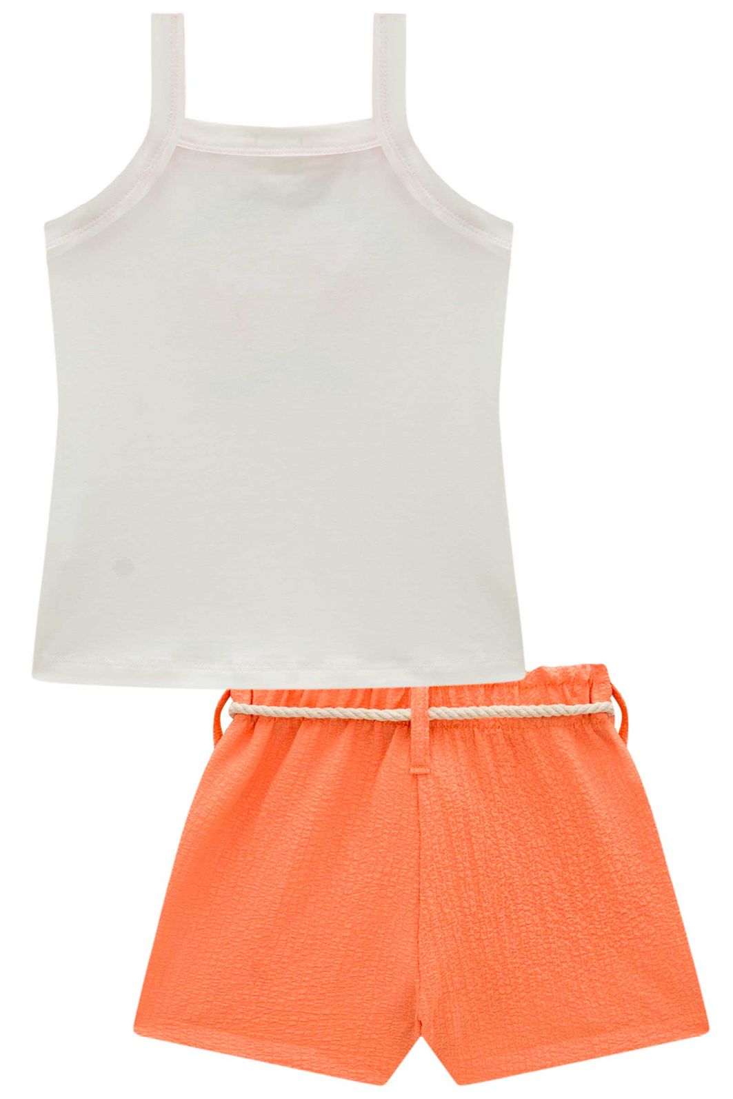 Conjunto de regata em cotton e shorts em crepe cascalho 98281 Kukiê Infantil Menina Conjunto de regata em cotton e shorts em crepe cascalho 98281 Kukiê Infantil Menina