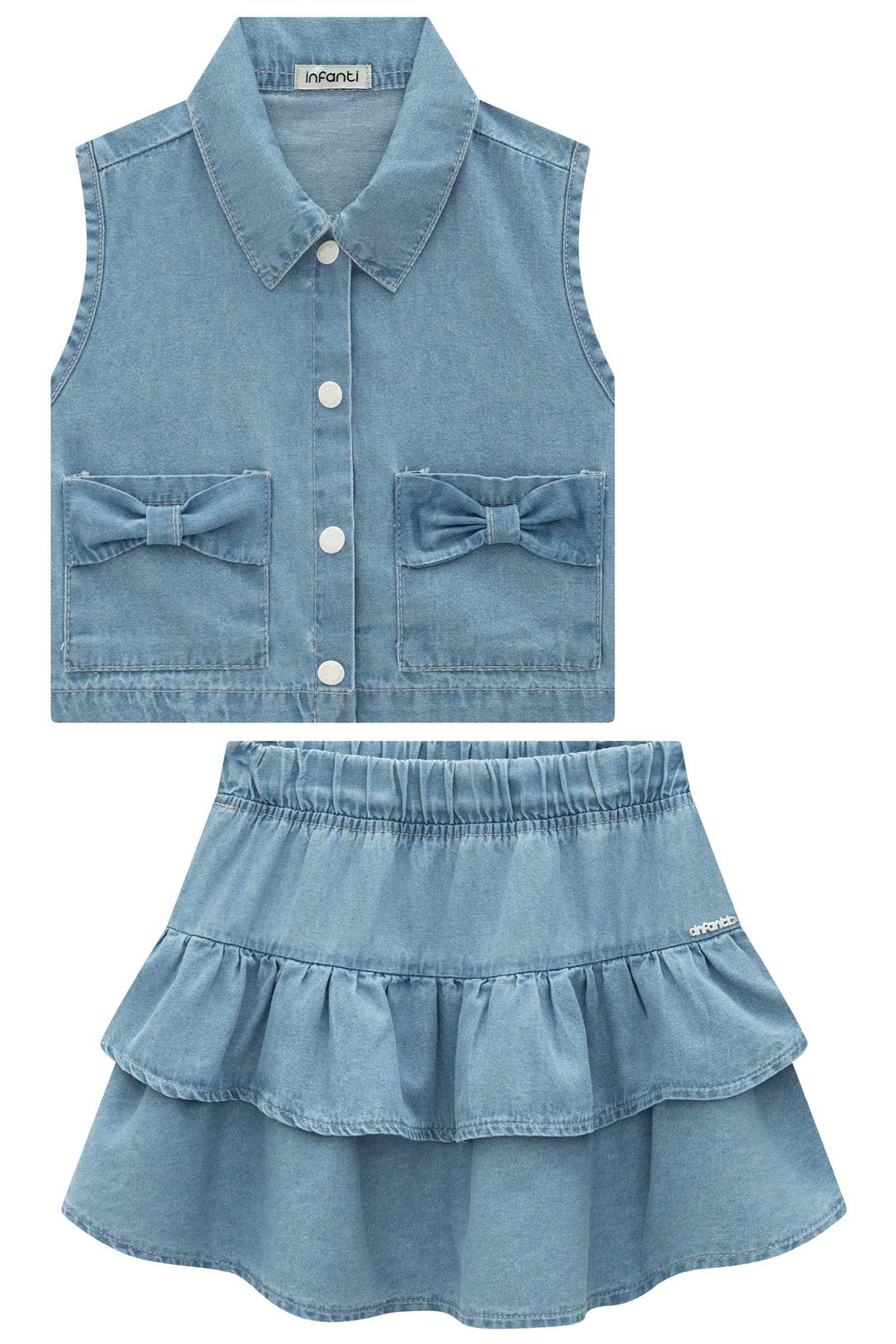 Conjunto de camisa e saia em jeans 97205 Infanti Infantil Menina Conjunto de camisa e saia em jeans 97205 Infanti Infantil Menina