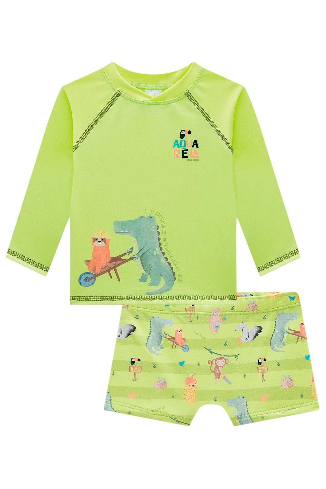 Conjunto de camiseta e sunga em malha UV dry com proteção UV 50+ 99274 LucBoo Bebê Menino Conjunto de camiseta e sunga em malha UV dry com proteção UV 50+ 99274 LucBoo Bebê Menino