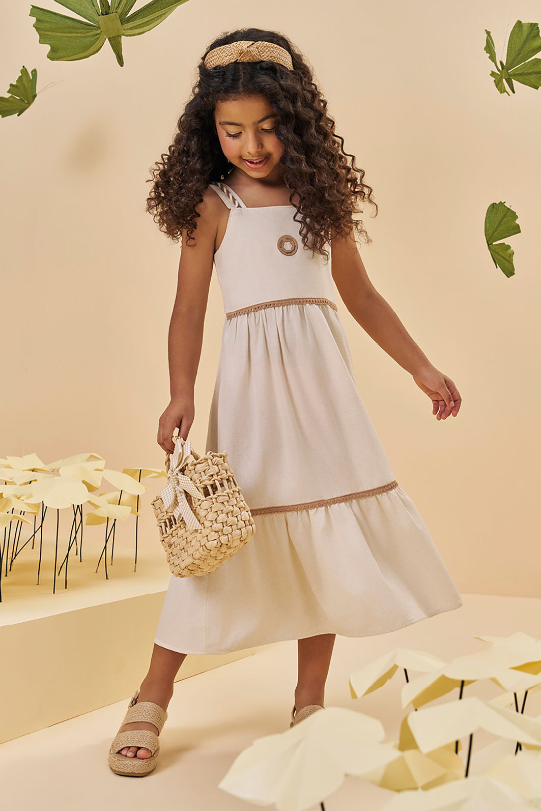 Vestido midi em linho deluxe 94261 Kukiê Infantil Menina Vestido midi em linho deluxe 94261 Kukiê Infantil Menina