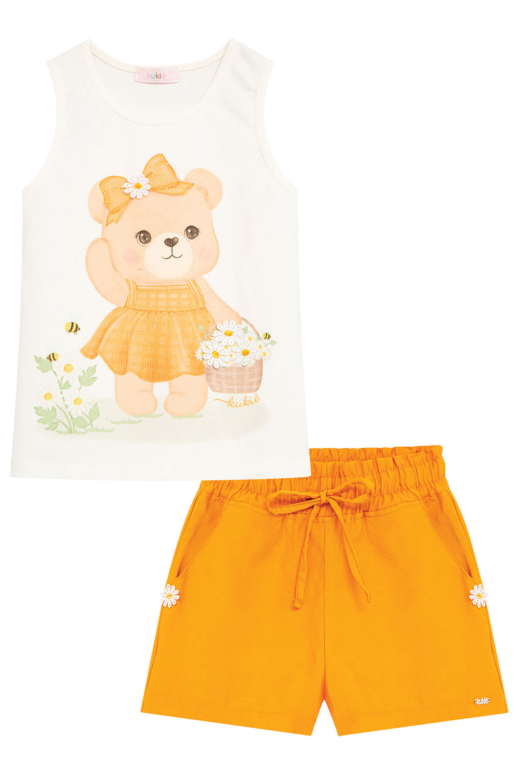 Conjunto de blusa em canelado e shorts em tecido sensoriale 93679 Kukiê Infantil Menina Conjunto de blusa em canelado e shorts em tecido sensoriale 93679 Kukiê Infantil Menina