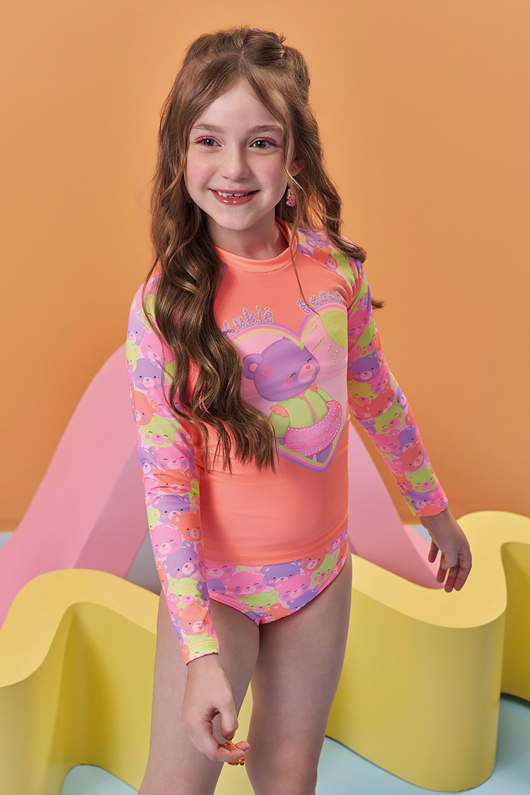 Conjunto de biquini e blusa em malha com proteção UV50+ 93259 Kukiê Infantil Menina Conjunto de biquini e blusa em malha com proteção UV50+ 93259 Kukiê Infantil Menina