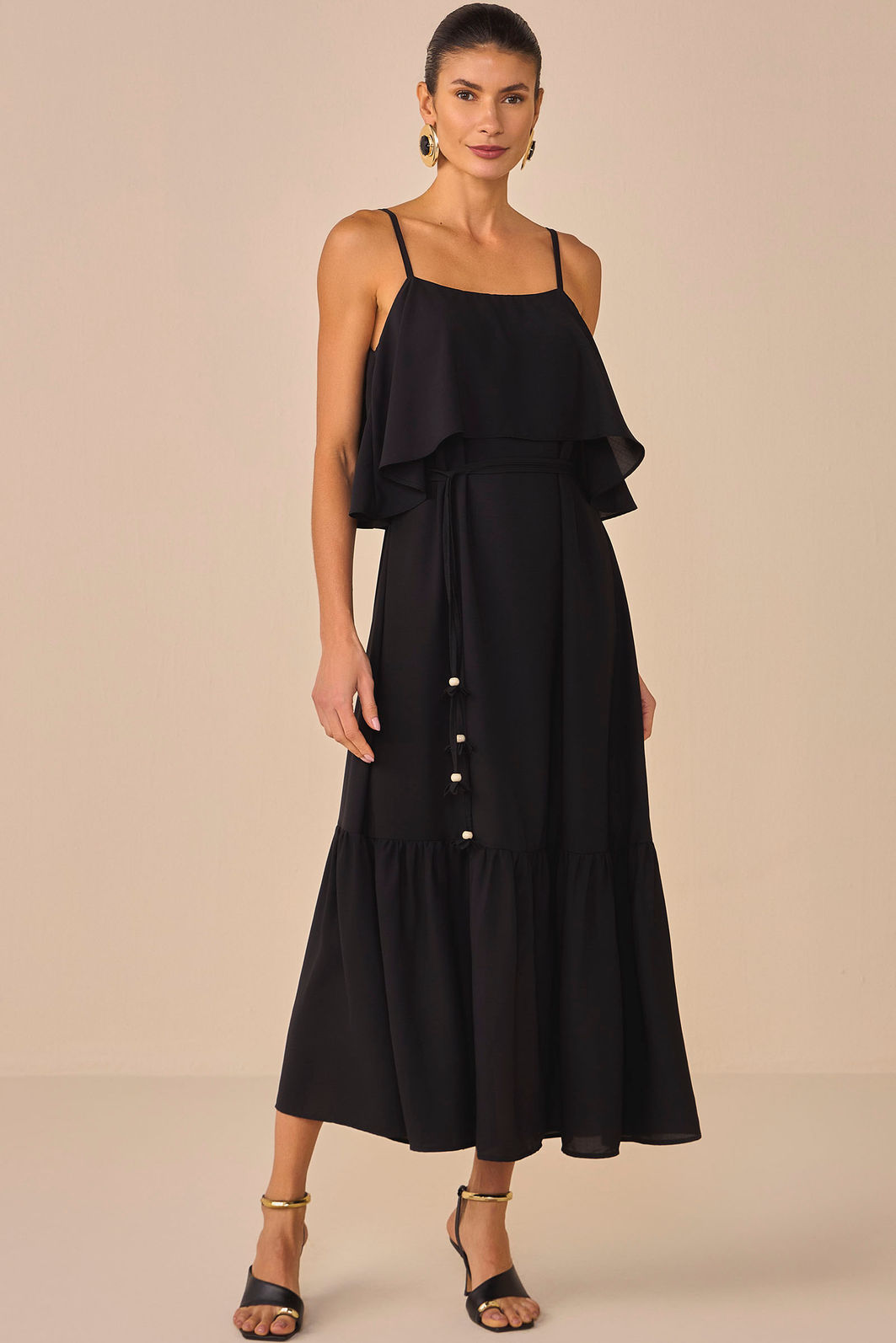 Vestido maxi midi em chiffon texturizado 95614 Linzzi Vestido maxi midi em chiffon texturizado 95614 Linzzi