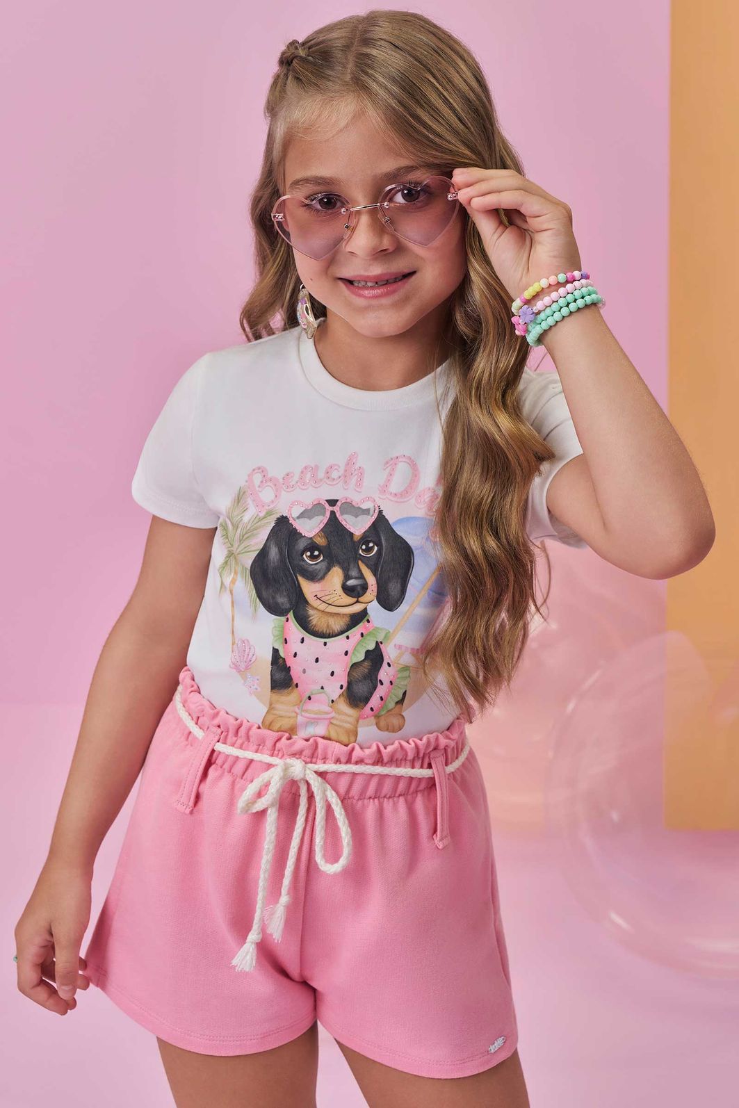 Conjunto de blusa em meia malha e shorts em moletom sem pelúcia 99619 Kukiê Infantil Menina Conjunto de blusa em meia malha e shorts em moletom sem pelúcia 99619 Kukiê Infantil Menina