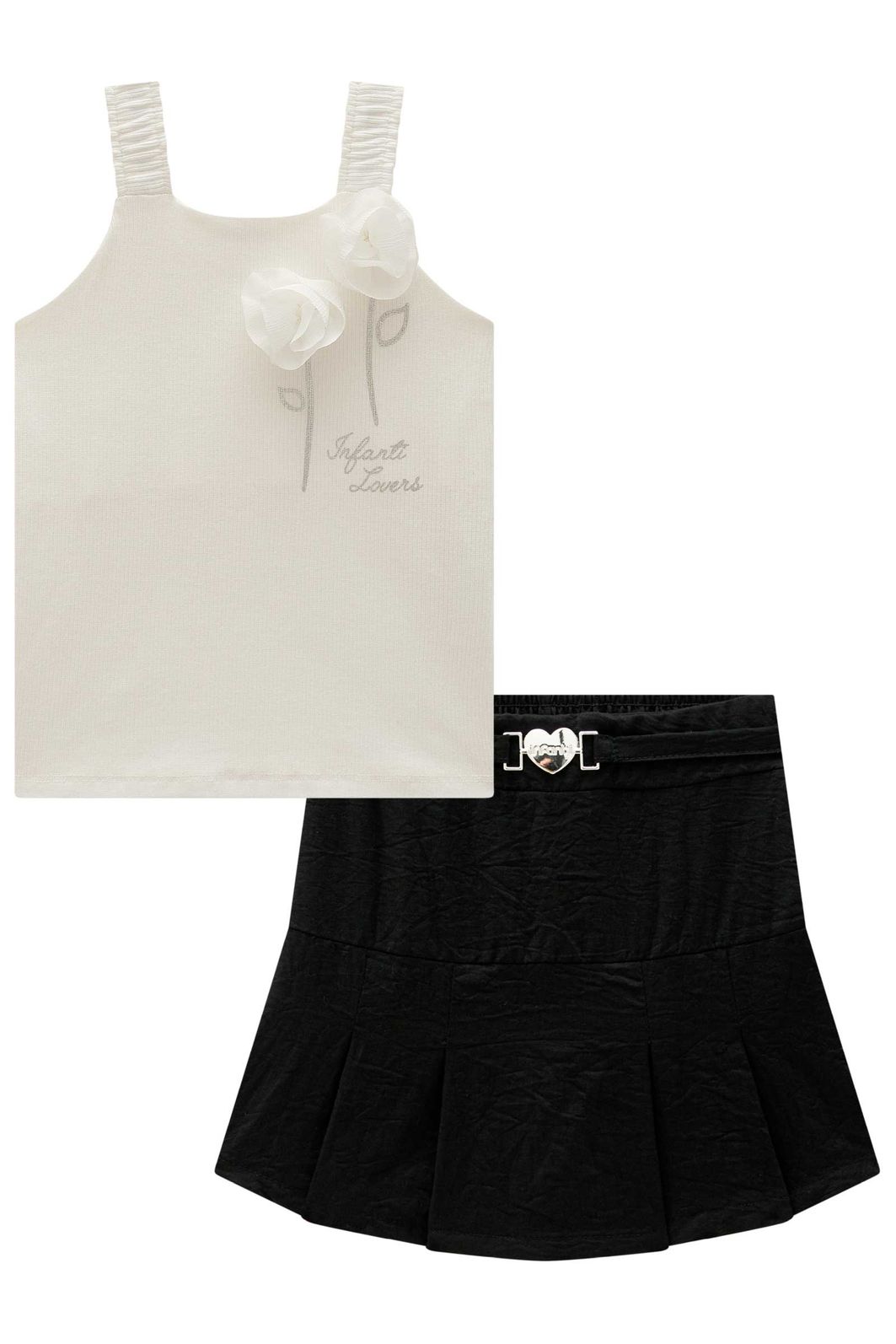 Conjunto de blusa em canelado liz e short saia em alfaiataria glow 99106 Infanti Infantil Menina Conjunto de blusa em canelado liz e short saia em alfaiataria glow 99106 Infanti Infantil Menina