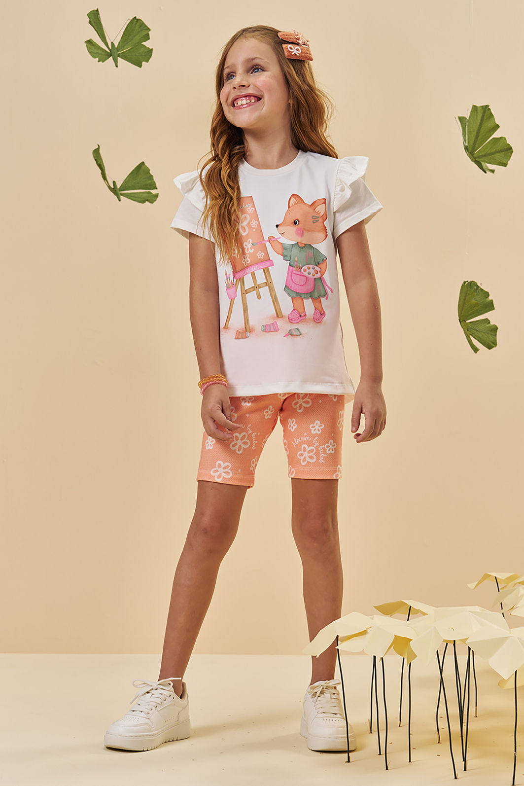 Conjunto de blusa em meia malha e bermuda biker em malha power 94806 Kukiê Infantil Menina Conjunto de blusa em meia malha e bermuda biker em malha power 94806 Kukiê Infantil Menina