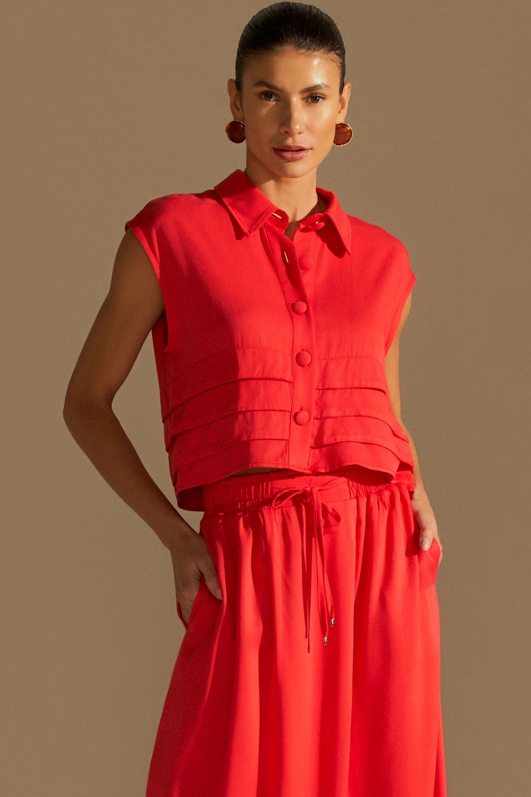 Camisa sem mangas em blend de viscose 96177 Linzzi Camisa sem mangas em blend de viscose 96177 Linzzi