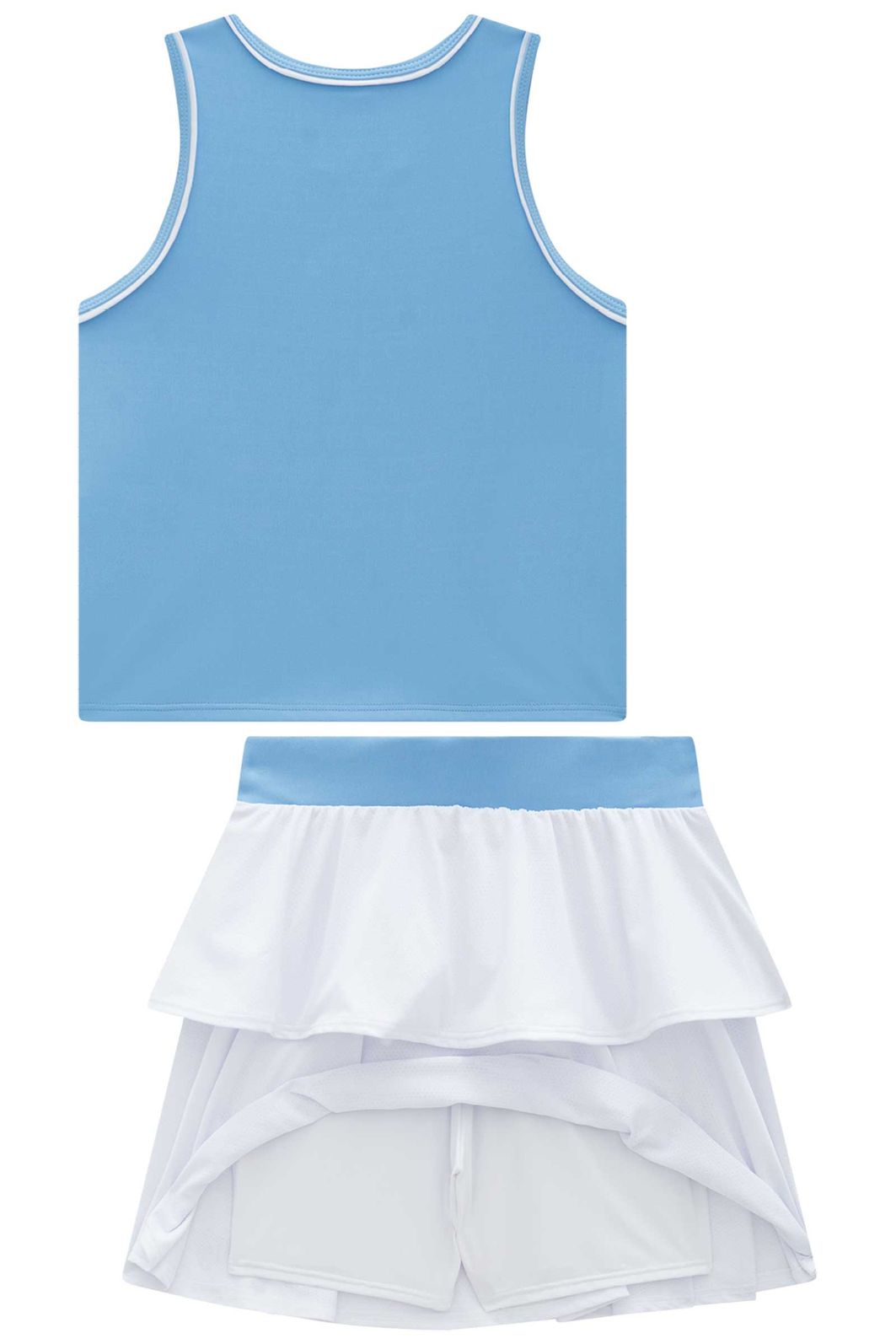 Conjunto de regata em poliamida e saia em malha yuki com shorts embutido 96536 Vic Teen Menina Conjunto de regata em poliamida e saia em malha yuki com shorts embutido 96536 Vic Teen Menina