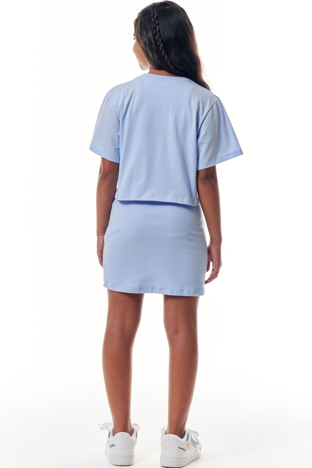 Conjunto de vestido em canelado liz e blusa sobreposição em meia malha 95948 Vic Teen Menina Conjunto de vestido em canelado liz e blusa sobreposição em meia malha 95948 Vic Teen Menina
