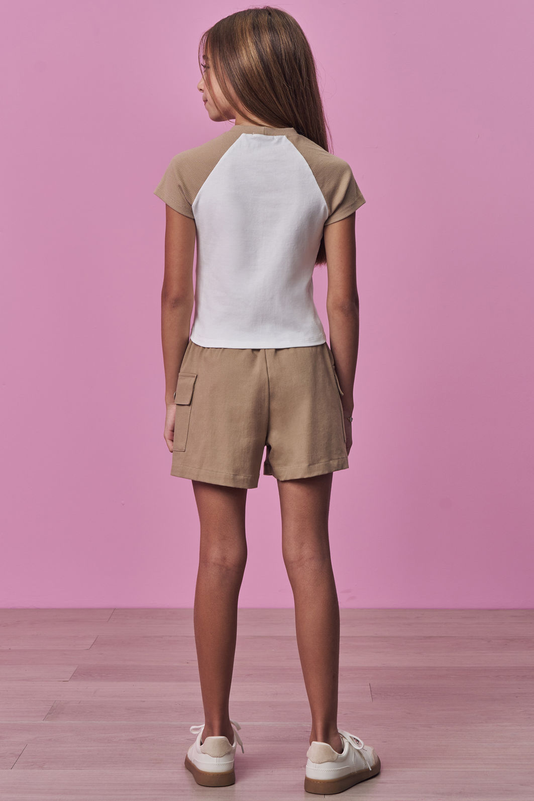 Conjunto de blusa em cotton e shorts em sarja com elastano 99086 Vic Teen Menina Conjunto de blusa em cotton e shorts em sarja com elastano 99086 Vic Teen Menina