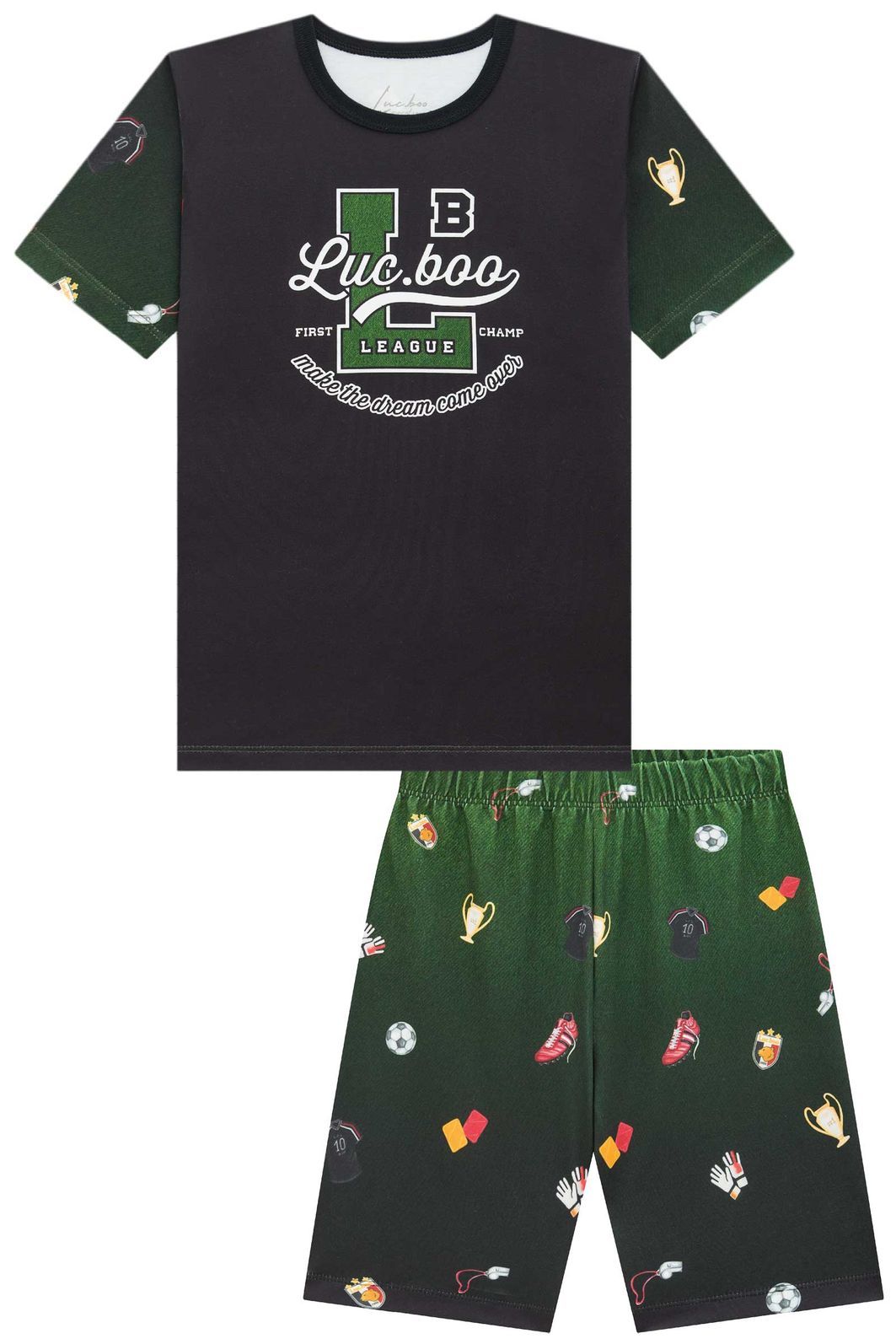 Conjunto de pijama com camiseta e bermuda em malha fresh 97085 LucBoo Infantil Menino Conjunto de pijama com camiseta e bermuda em malha fresh 97085 LucBoo Infantil Menino
