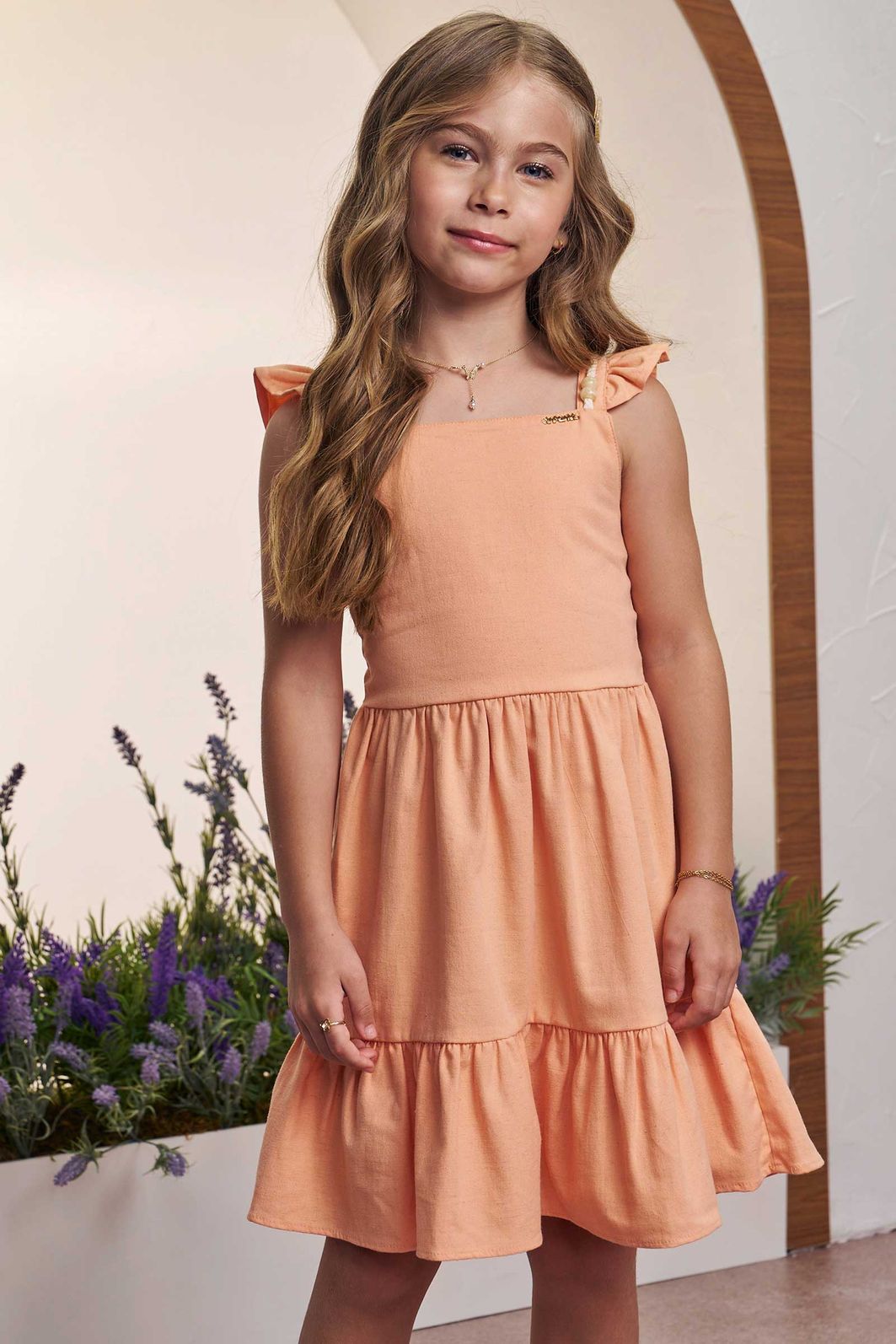 Vestido em linho santorine com elastano 98614 Infanti Infantil Menina Vestido em linho santorine com elastano 98614 Infanti Infantil Menina