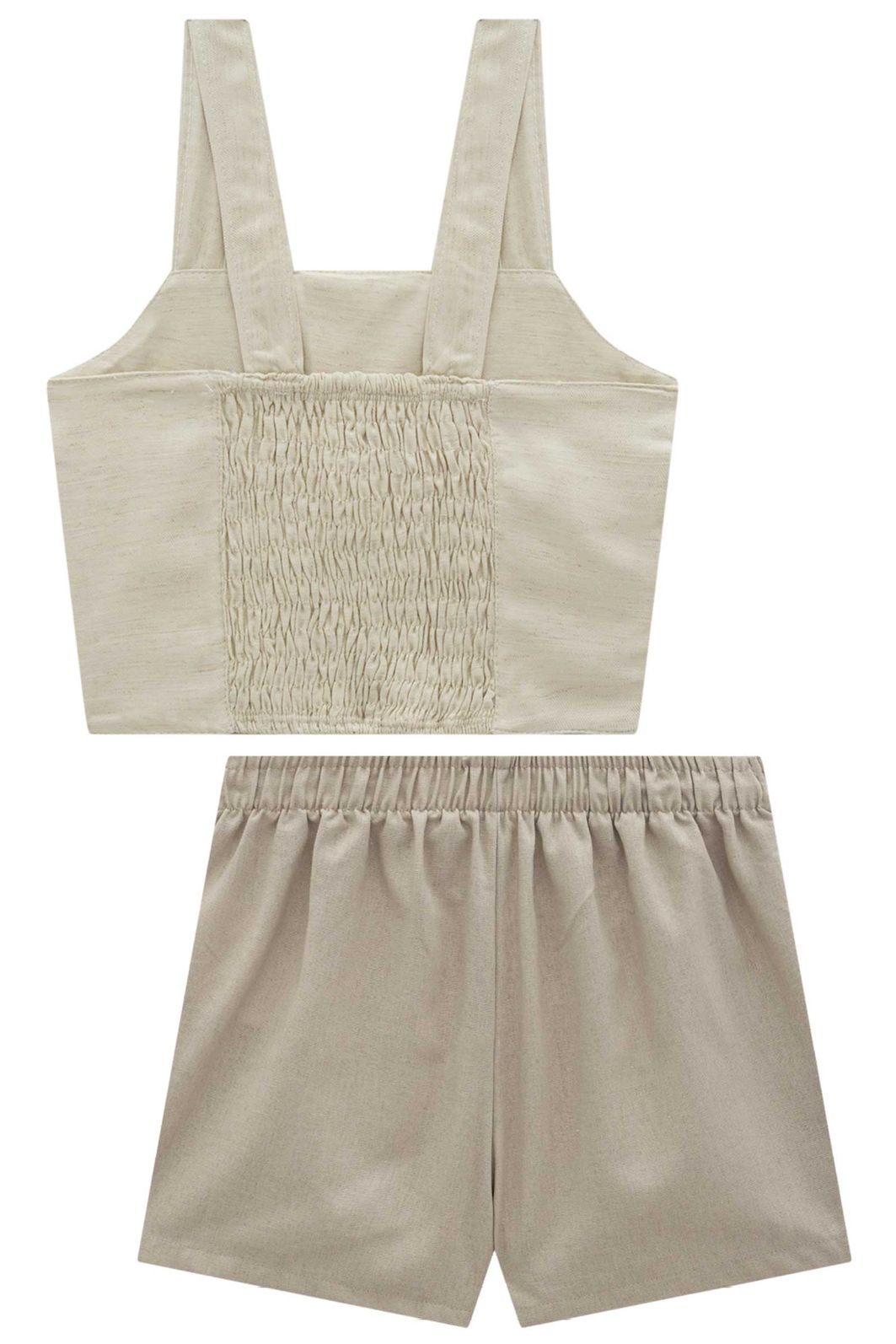 Conjunto de regata e shorts em blend de linho e viscose 96327 Vic Teen Menina Conjunto de regata e shorts em blend de linho e viscose 96327 Vic Teen Menina
