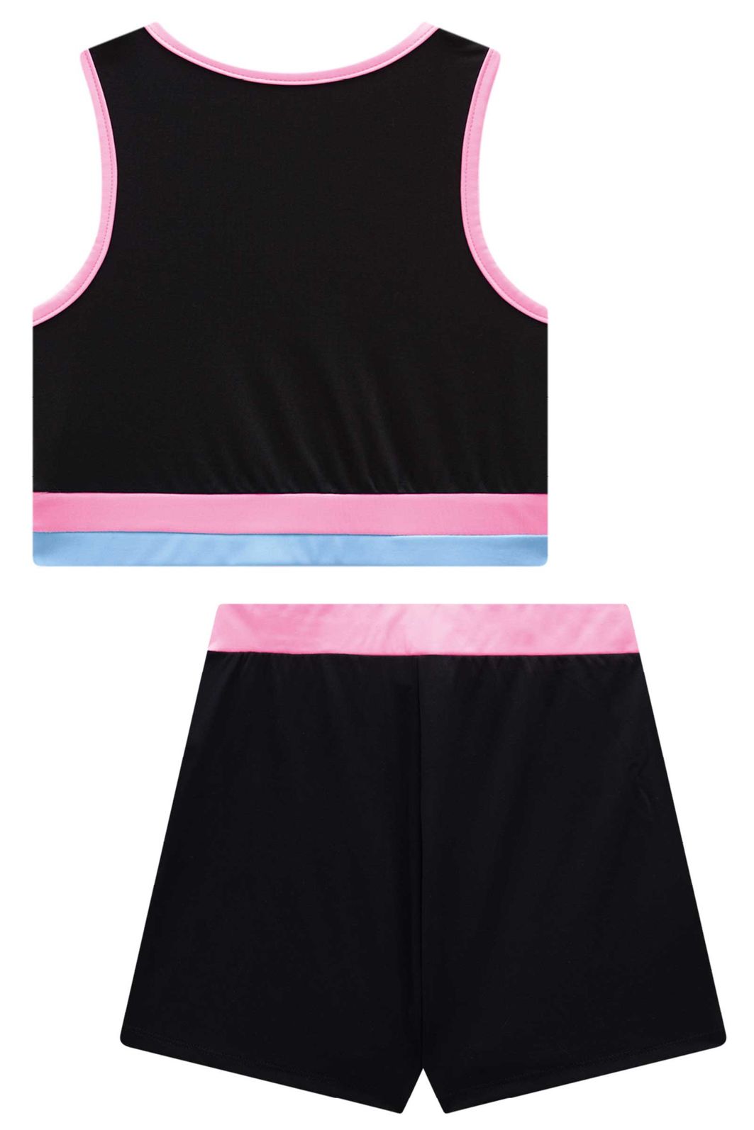 Conjunto de top cropped e short saia em malha poliamida UV50 96533 Vic Teen Menina