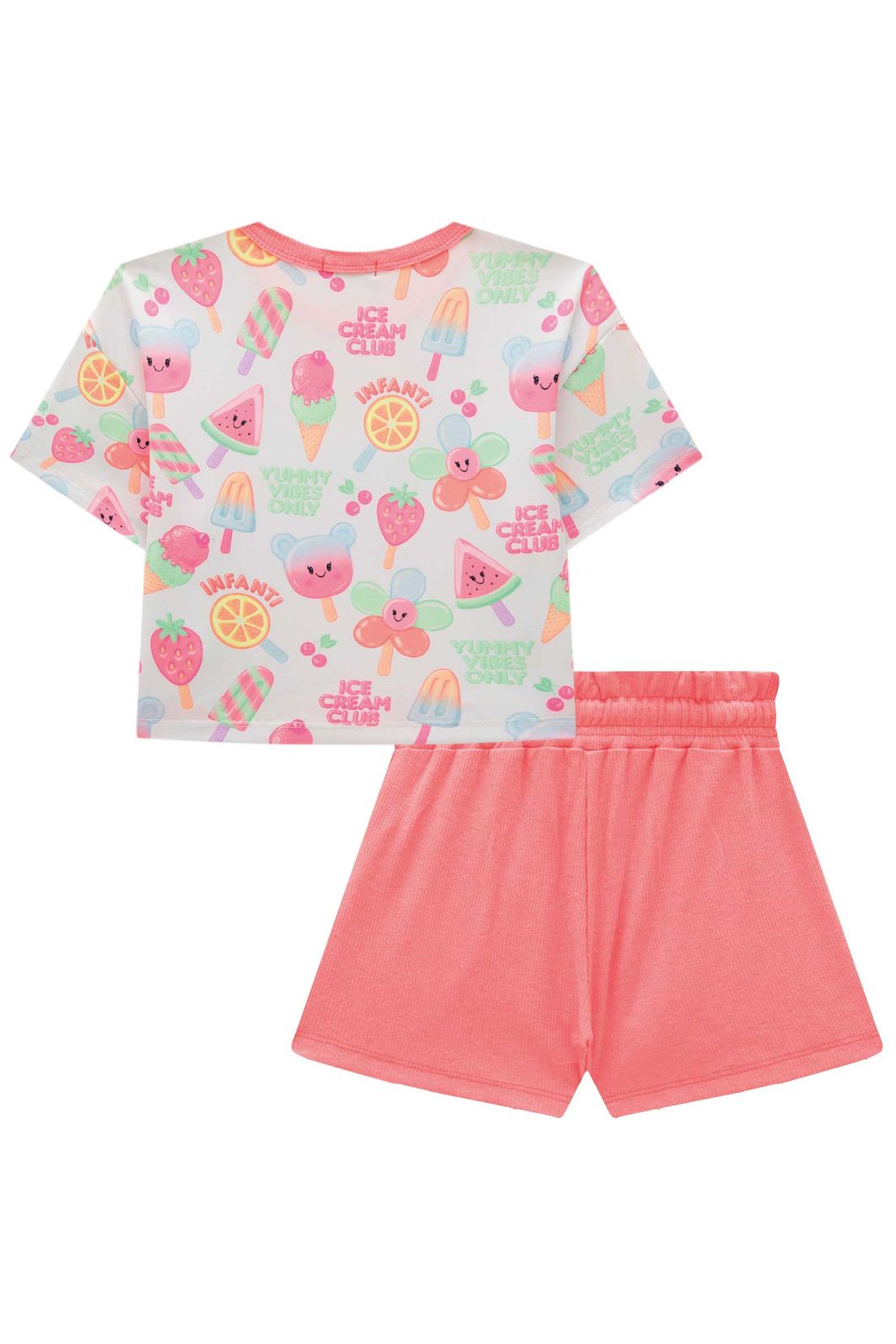 Conjunto de blusa em malha power e shorts em canelado liz 95420 Infanti Infantil Menina Conjunto de blusa em malha power e shorts em canelado liz 95420 Infanti Infantil Menina