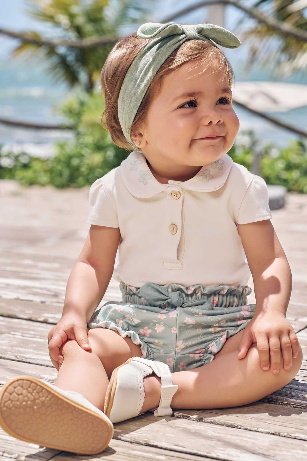 Conjunto de body em suedine com shorts em molecotton e faixa em meia malha 97005 Infanti Bebê Menina Conjunto de body em suedine com shorts em molecotton e faixa em meia malha 97005 Infanti Bebê Menina