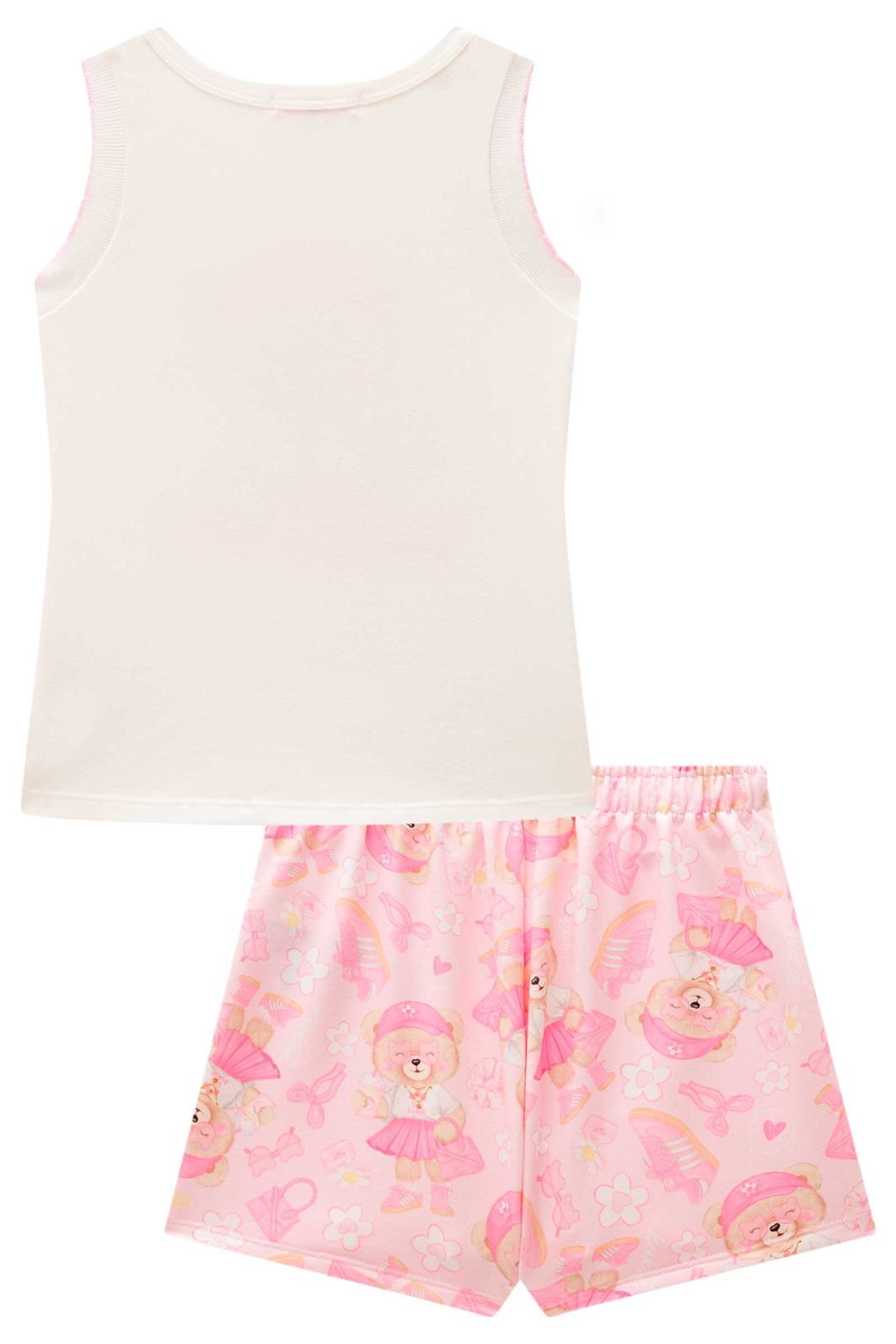 Conjunto de regata em cotton e short saia em molecotton 99019 Kukiê Infantil Menina