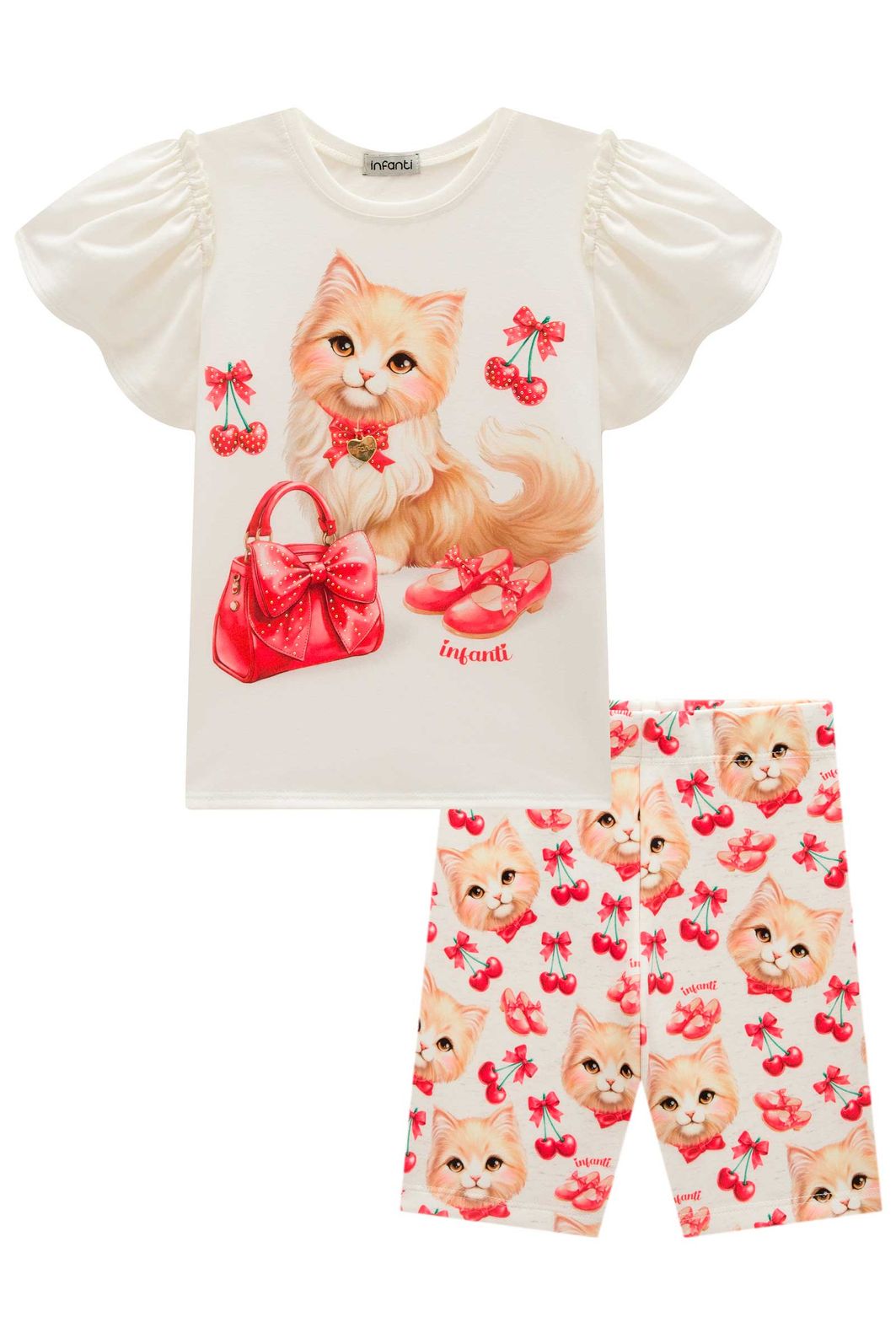 Conjunto de blusa em meia malha e bermuda biker em fly tech 98716 Infanti Infantil Menina Conjunto de blusa em meia malha e bermuda biker em fly tech 98716 Infanti Infantil Menina