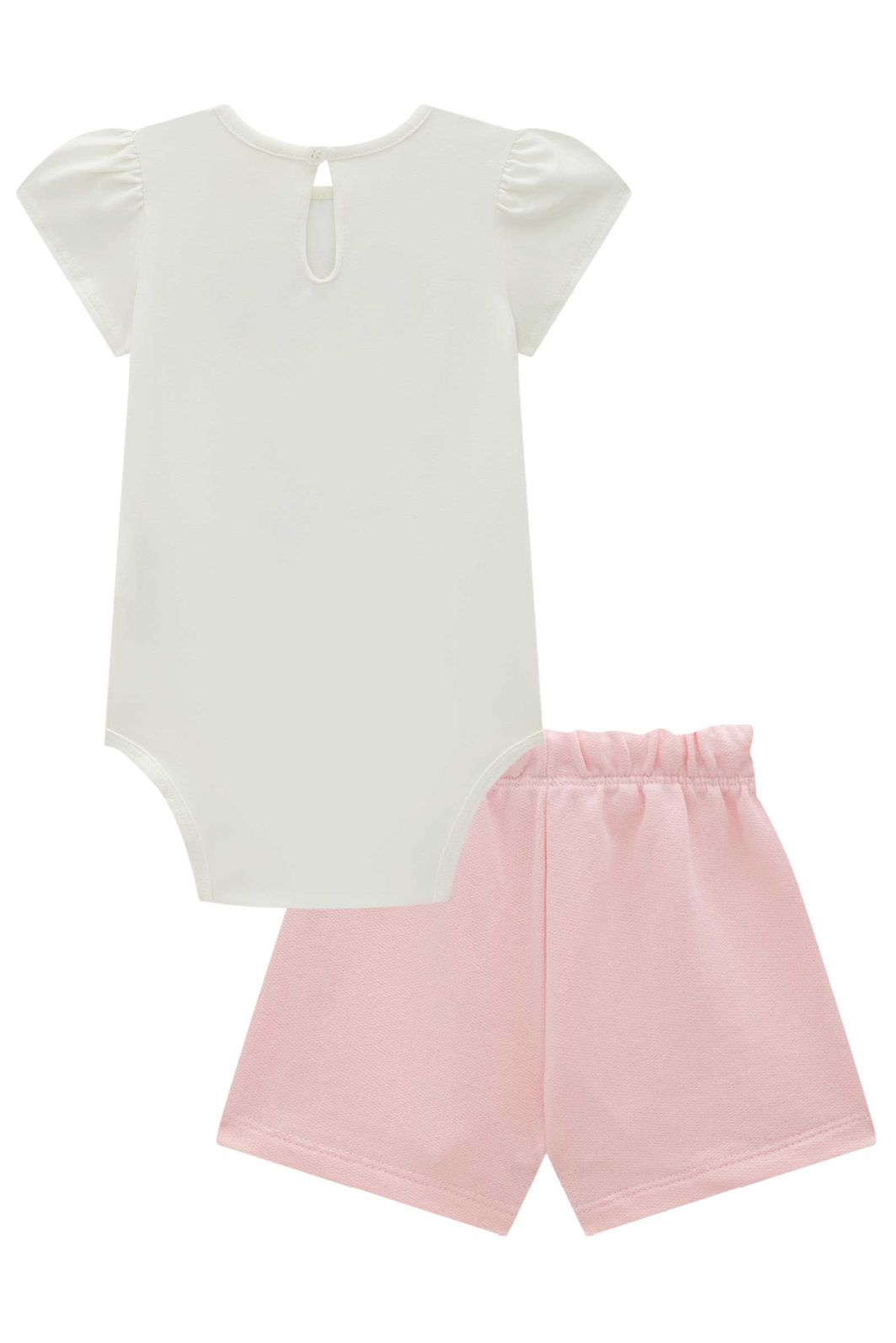 Conjunto de body em cotton com shorts em moletom sem pelúcia 94194 Infanti Bebê Menina Conjunto de body em cotton com shorts em moletom sem pelúcia 94194 Infanti Bebê Menina