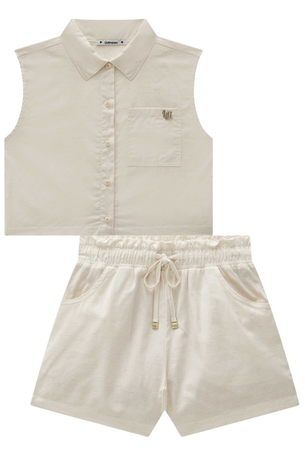 Conjunto de regata e shorts em linho deluxe 99332 Lilimoon Teen Menina Conjunto de regata e shorts em linho deluxe 99332 Lilimoon Teen Menina