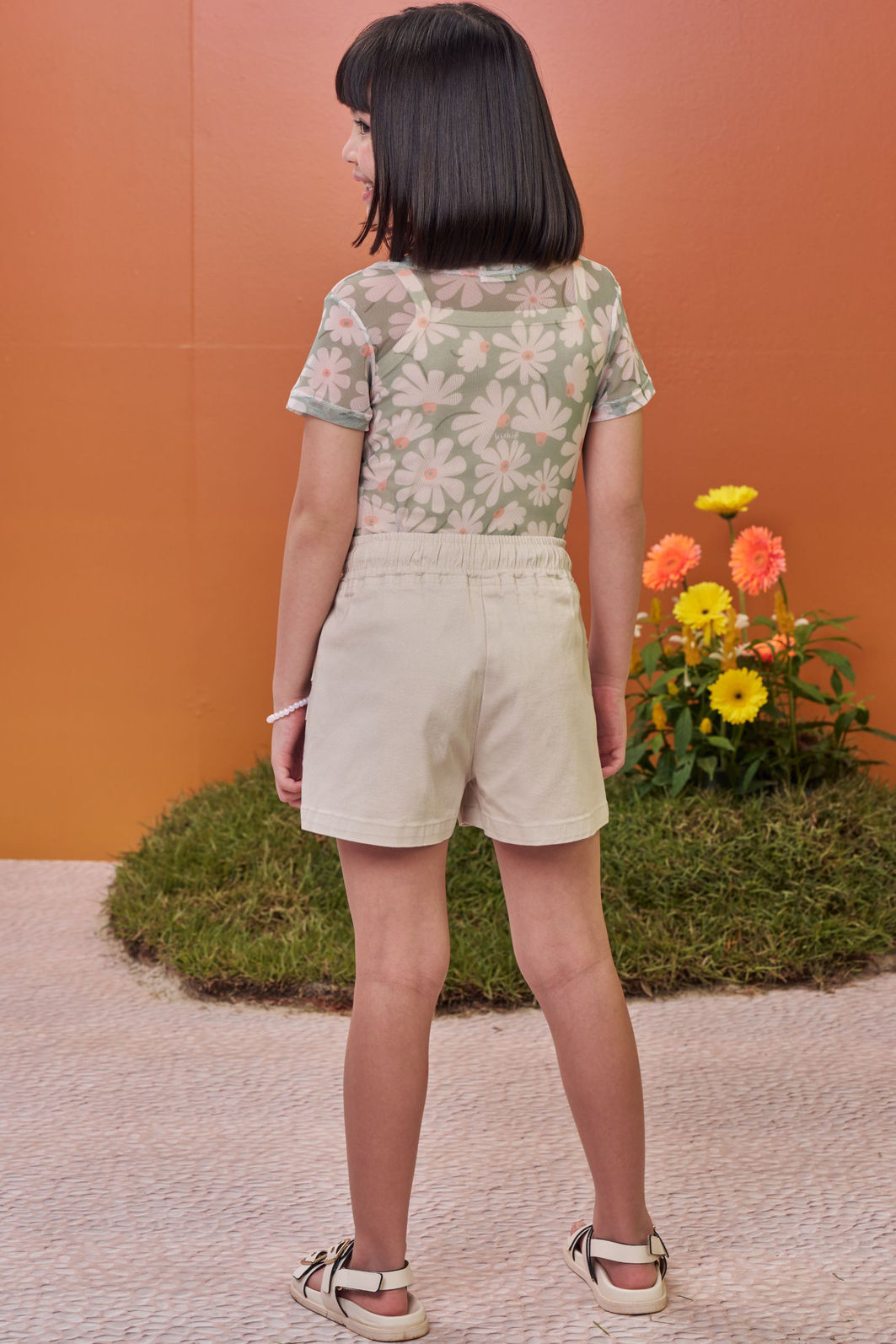 Trio de blusa em tule com elastano, regata em cotton e shorts em sarja com elastano 98744 Kukiê Infantil Menina Trio de blusa em tule com elastano, regata em cotton e shorts em sarja com elastano 98744 Kukiê Infantil Menina