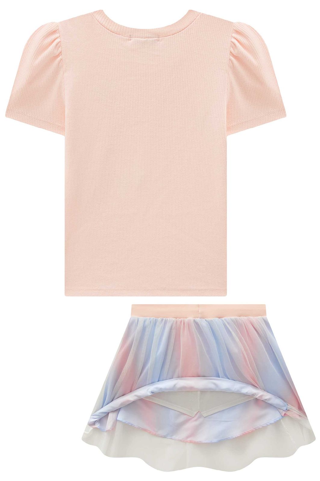 Conjunto de blusa em canelado liz e saia em tule com elastano. Com shorts embutido 97341 Infanti Infantil Menina Conjunto de blusa em canelado liz e saia em tule com elastano. Com shorts embutido 97341 Infanti Infantil Menina