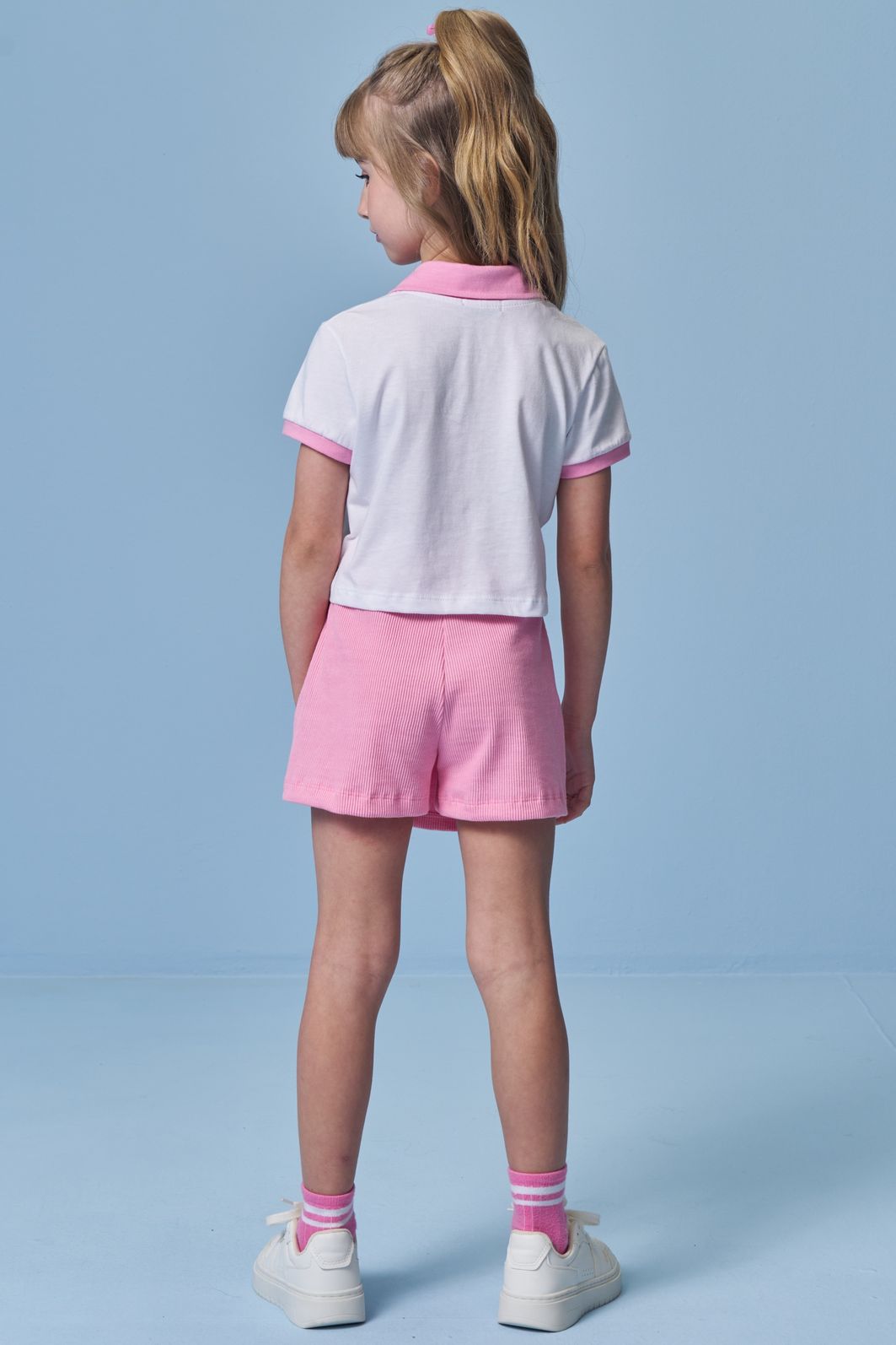Conjunto de blusa polo em meia malha e short saia em soft line 94918 Infanti Infantil Menina Conjunto de blusa polo em meia malha e short saia em soft line 94918 Infanti Infantil Menina