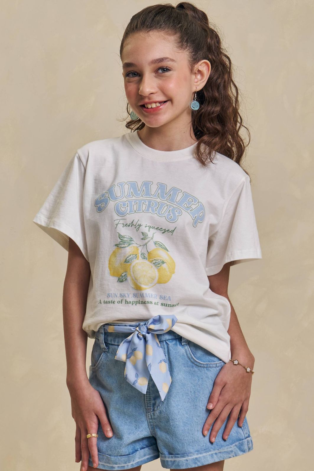 Camiseta over em meia malha 95230 Lilimoon Teen Menina Camiseta over em meia malha 95230 Lilimoon Teen Menina