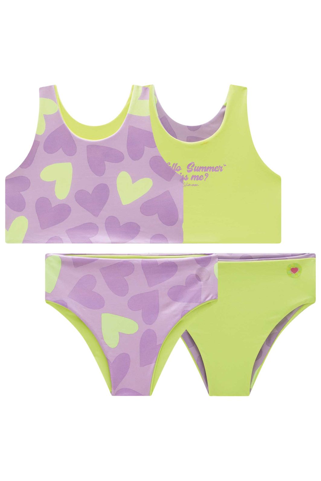 Conjunto de biquíni reversível em malha UV Dry com proteção UV 50+ 99408 Lilimoon Teen Menina Conjunto de biquíni reversível em malha UV Dry com proteção UV 50+ 99408 Lilimoon Teen Menina