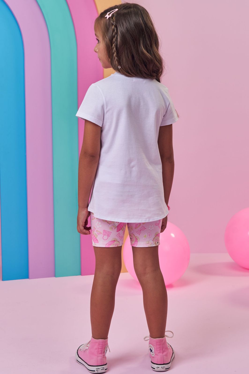 Conjunto de blusa em meia malha e bermuda biker em molecotton 98760 Kukiê Infantil Menina Conjunto de blusa em meia malha e bermuda biker em molecotton 98760 Kukiê Infantil Menina