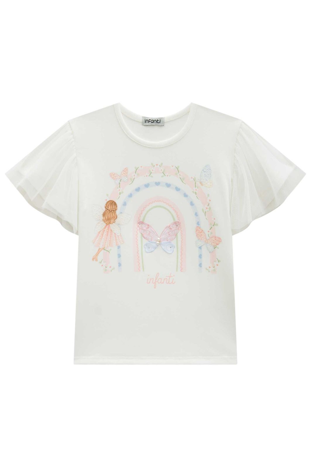 Blusa em cotton e tule 95884 Infanti Infantil Menina Blusa em cotton e tule 95884 Infanti Infantil Menina