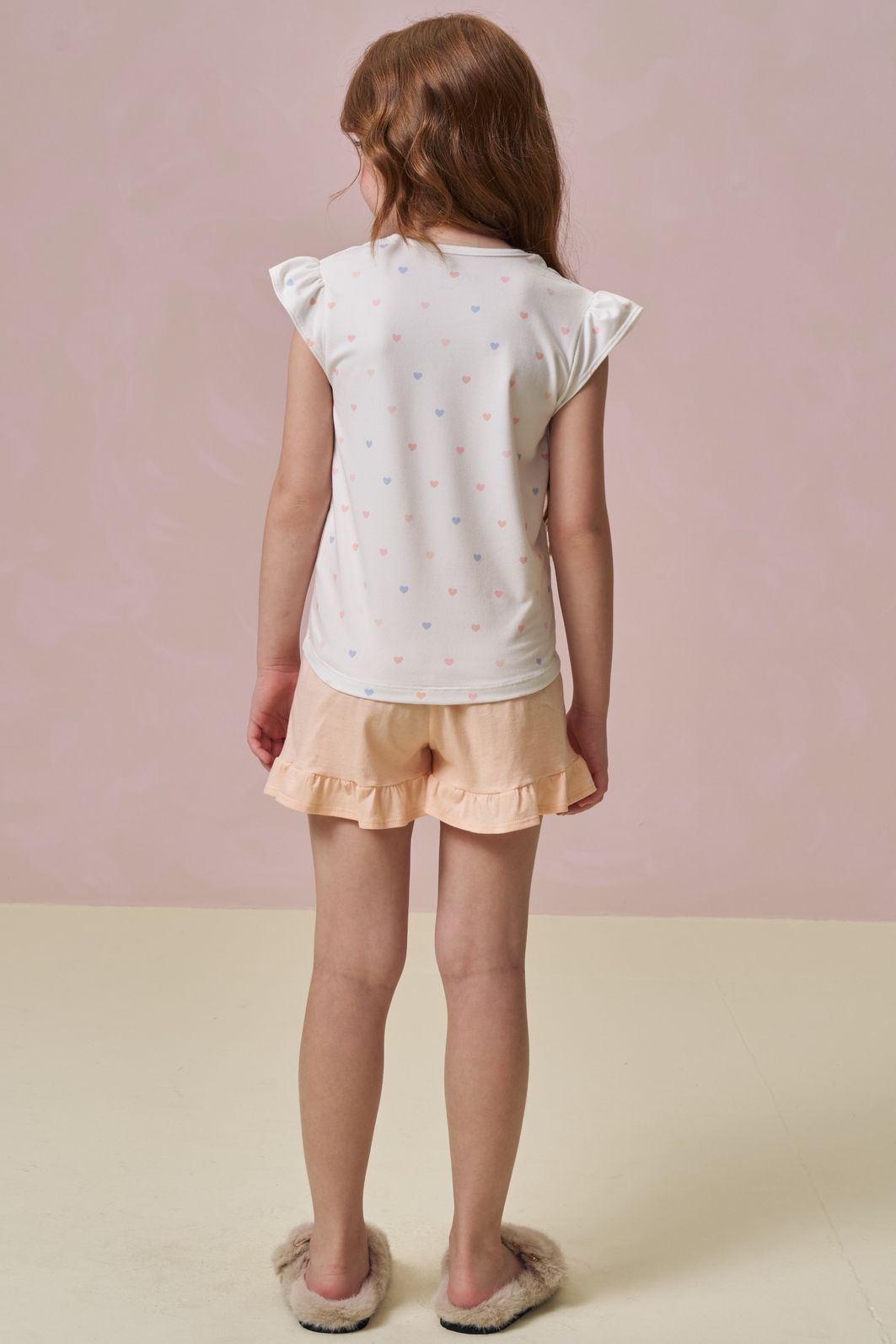 Conjunto de pijama de blusa em malha comfy com shorts em meia malha 96028 Infanti Infantil Menina