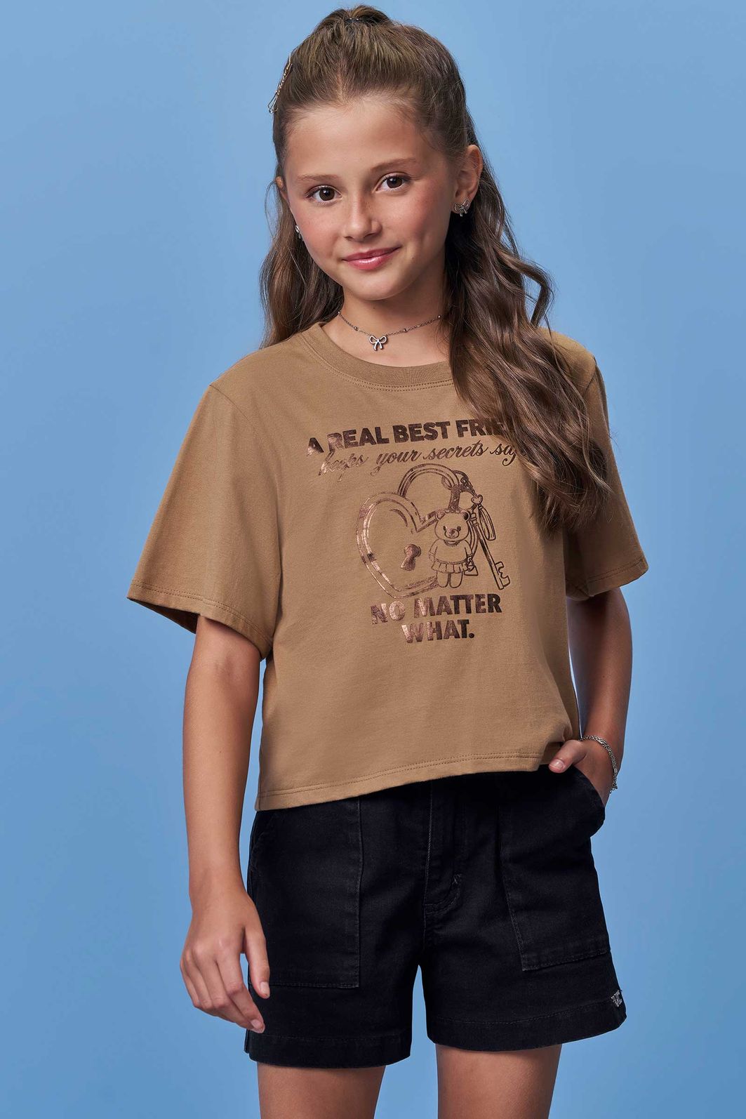 Shorts em jeans black com elastano 97950 Vic Teen Menina Shorts em jeans black com elastano 97950 Vic Teen Menina