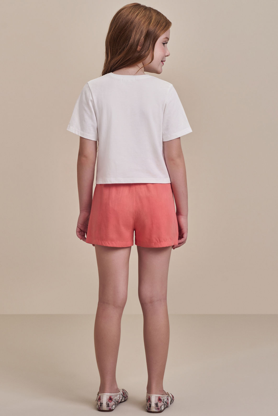 Conjunto de blusa em meia malha e shorts em viscose 98551 Infanti Infantil Menina