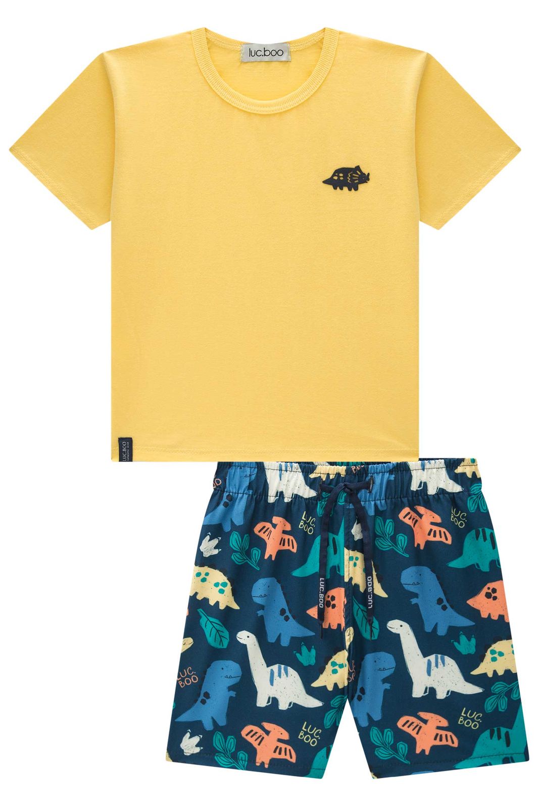 Conjunto de camiseta em meia malha e bermuda em nylon ergonomic com elastano 94697 LucBoo Infantil Menino Conjunto de camiseta em meia malha e bermuda em nylon ergonomic com elastano 94697 LucBoo Infantil Menino