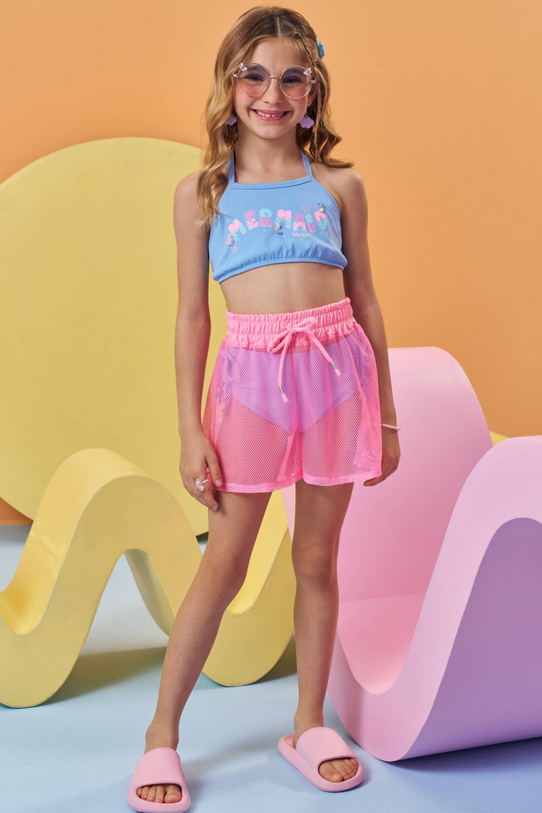 Biquíni em malha poliamida com proteção UV50+ 96081 Kukiê Infantil Menina Biquíni em malha poliamida com proteção UV50+ 96081 Kukiê Infantil Menina