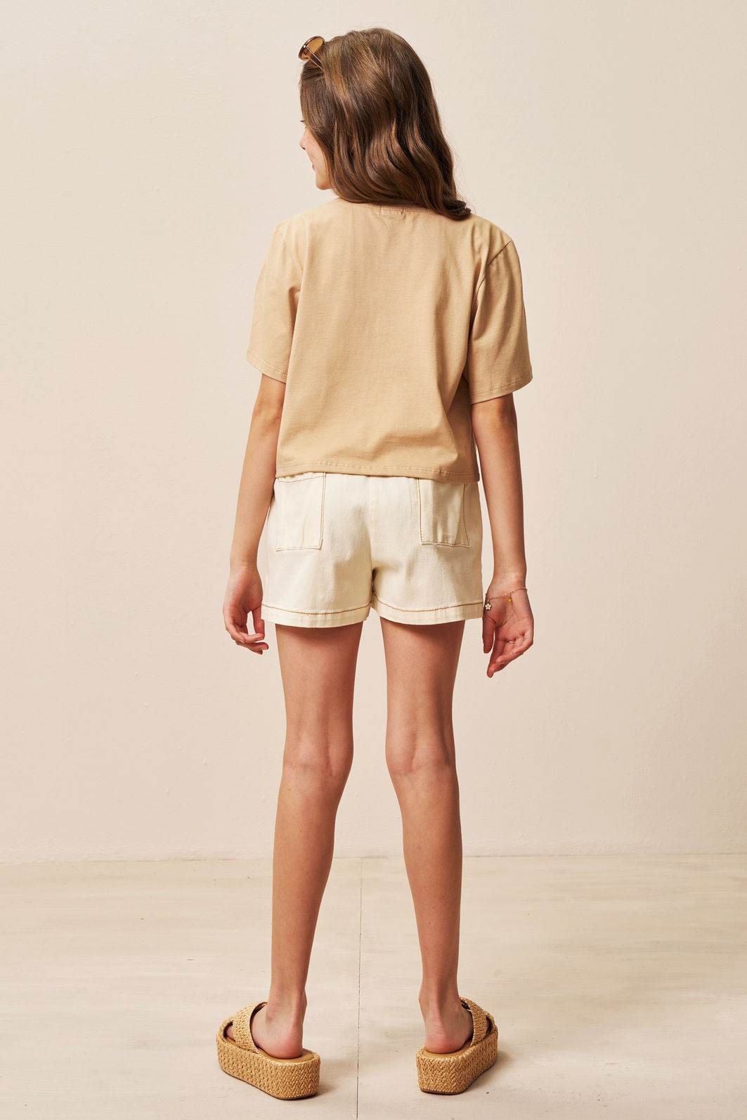 Shorts em sarja com elastano 92678 Vic Teen Menina Shorts em sarja com elastano 92678 Vic Teen Menina