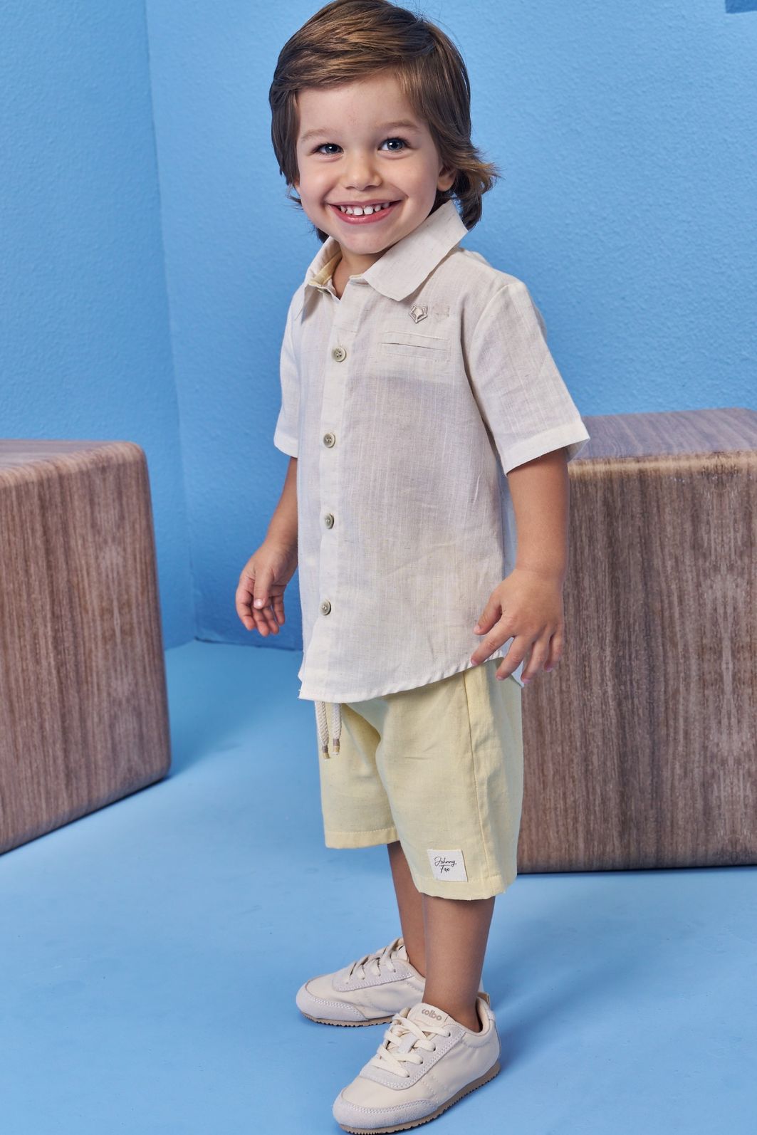 Conjunto de camisa em verano linho e bermuda em linho santorine com elastano 99370 Johnny Fox Teen Menino Conjunto de camisa em verano linho e bermuda em linho santorine com elastano 99370 Johnny Fox Teen Menino