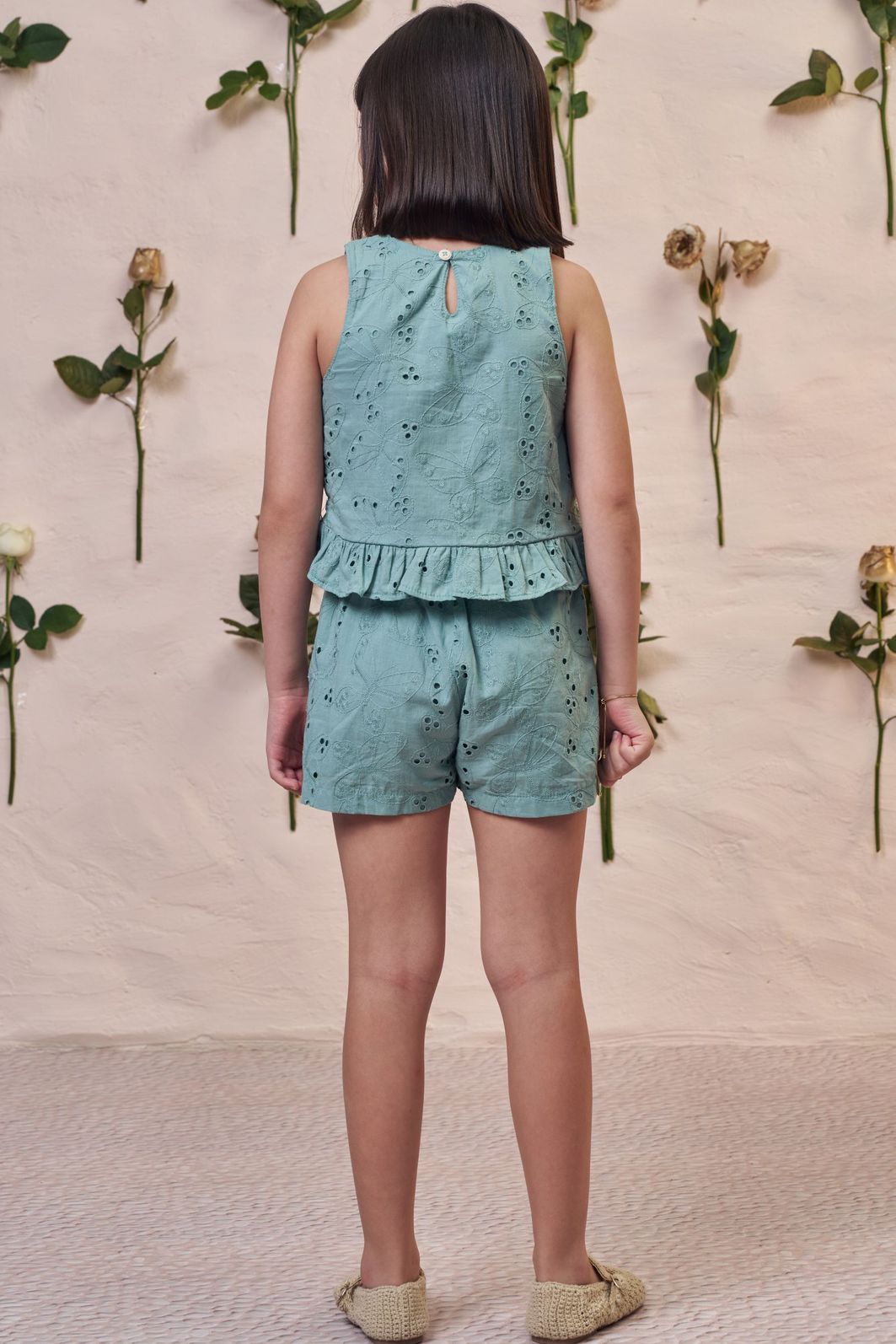 Conjunto de bata e shorts em tecido bordado 98308 Kukiê Infantil Menina Conjunto de bata e shorts em tecido bordado 98308 Kukiê Infantil Menina