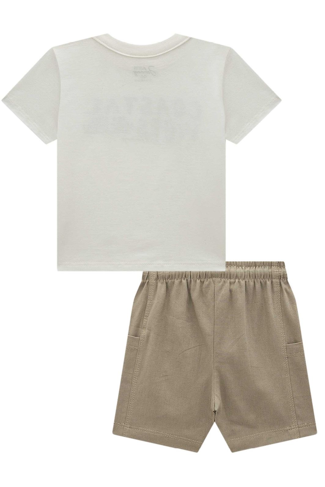 Conjunto de camiseta em meia malha e bermuda em linho santorini com elastano 93027 Johnny Fox Bebê Menino