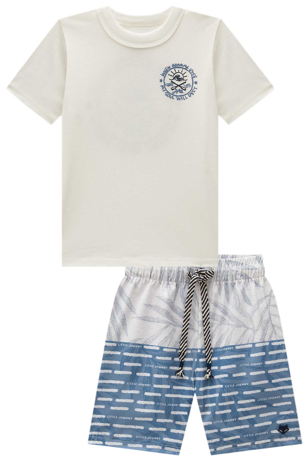 Conjunto de camiseta em meia malha e bermuda em nylon ergonomic com elastano 99563 Johnny Fox Teen Menino Conjunto de camiseta em meia malha e bermuda em nylon ergonomic com elastano 99563 Johnny Fox Teen Menino