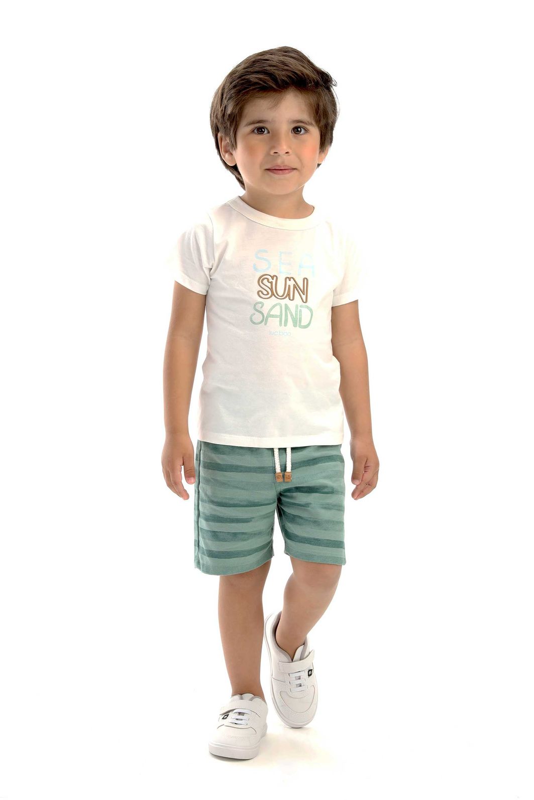 Conjunto de camiseta em meia malha e bermuda em linho santorine com elastano 92885 LucBoo Bebê Menino Conjunto de camiseta em meia malha e bermuda em linho santorine com elastano 92885 LucBoo Bebê Menino
