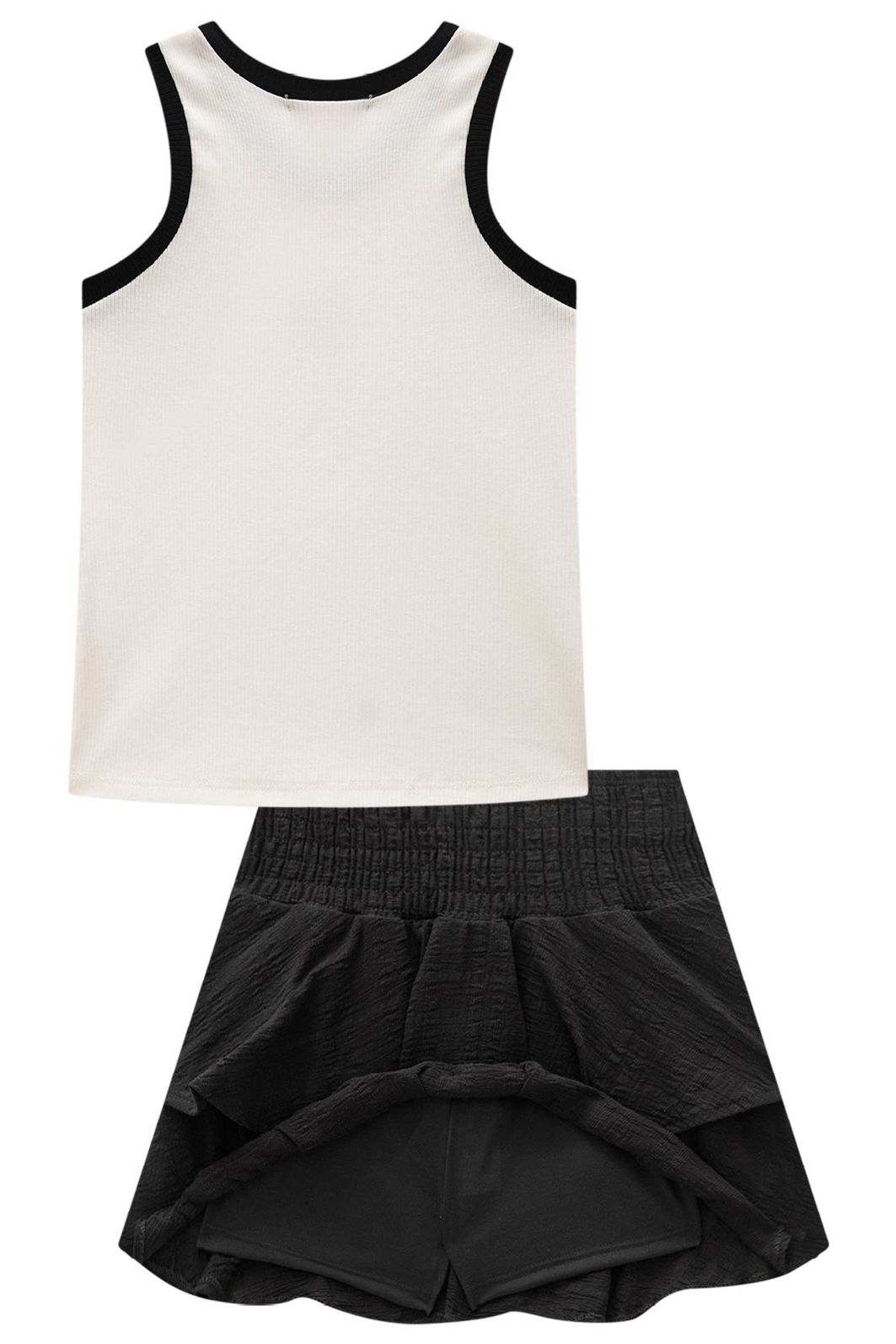 Conjunto de regata em canelado liz e saia em tecido plano aimee com shorts embutido 98623 Lilimoon Teen Menina Conjunto de regata em canelado liz e saia em tecido plano aimee com shorts embutido 98623 Lilimoon Teen Menina