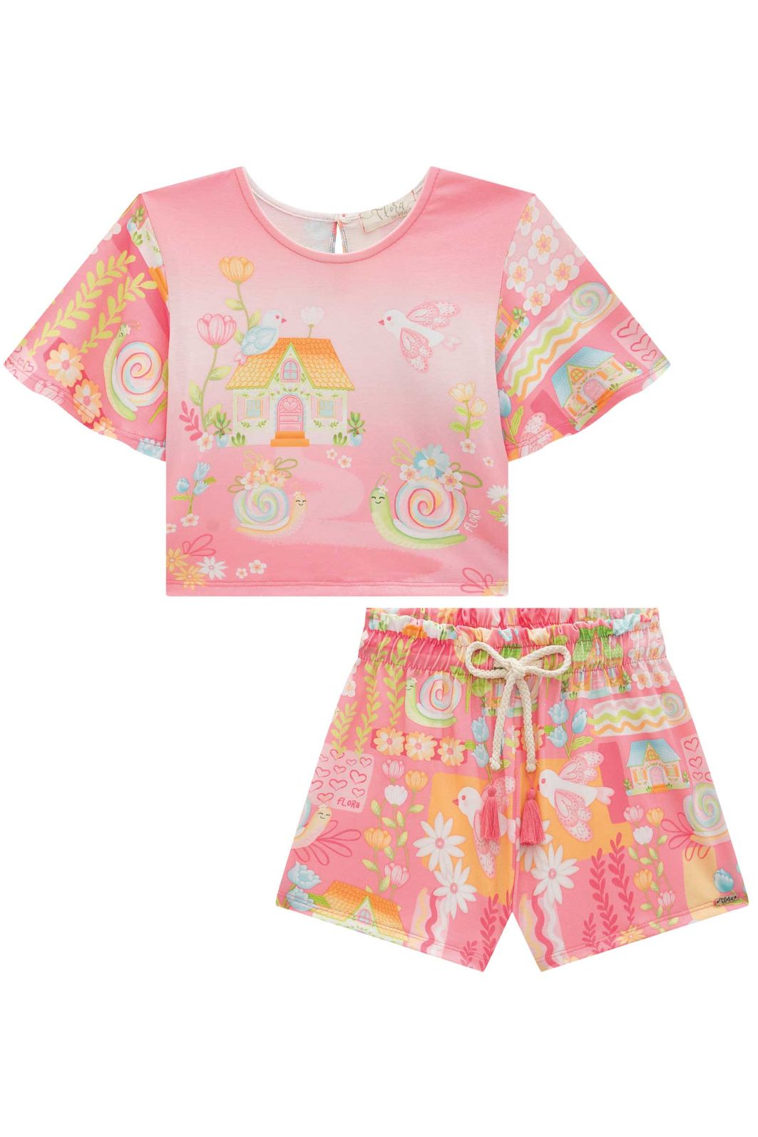 Conjunto de blusa e shorts em malha fresh 96926 Infanti Infantil Menina Conjunto de blusa e shorts em malha fresh 96926 Infanti Infantil Menina