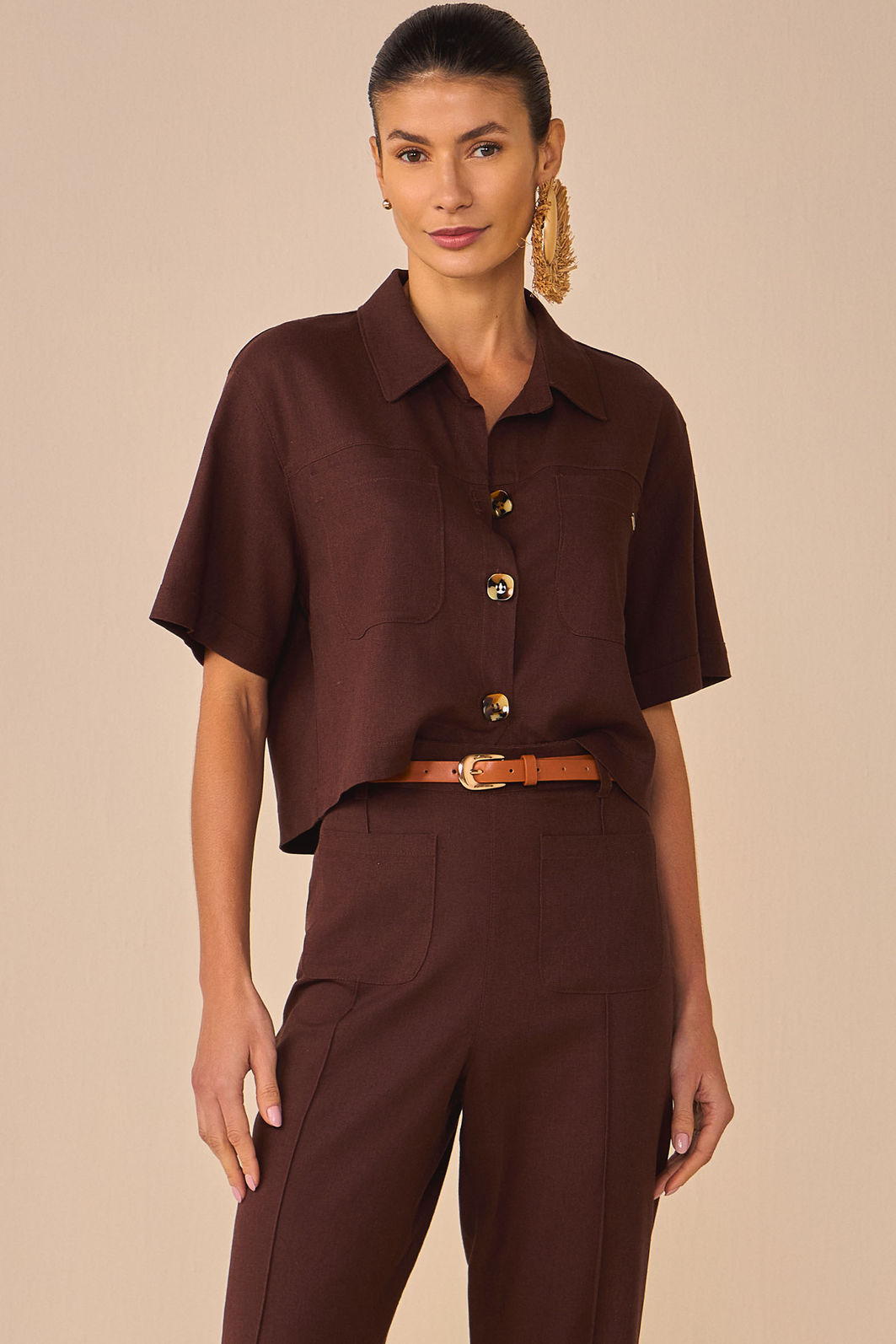 Camisa em blend de linho 95632 Linzzi Camisa em blend de linho 95632 Linzzi